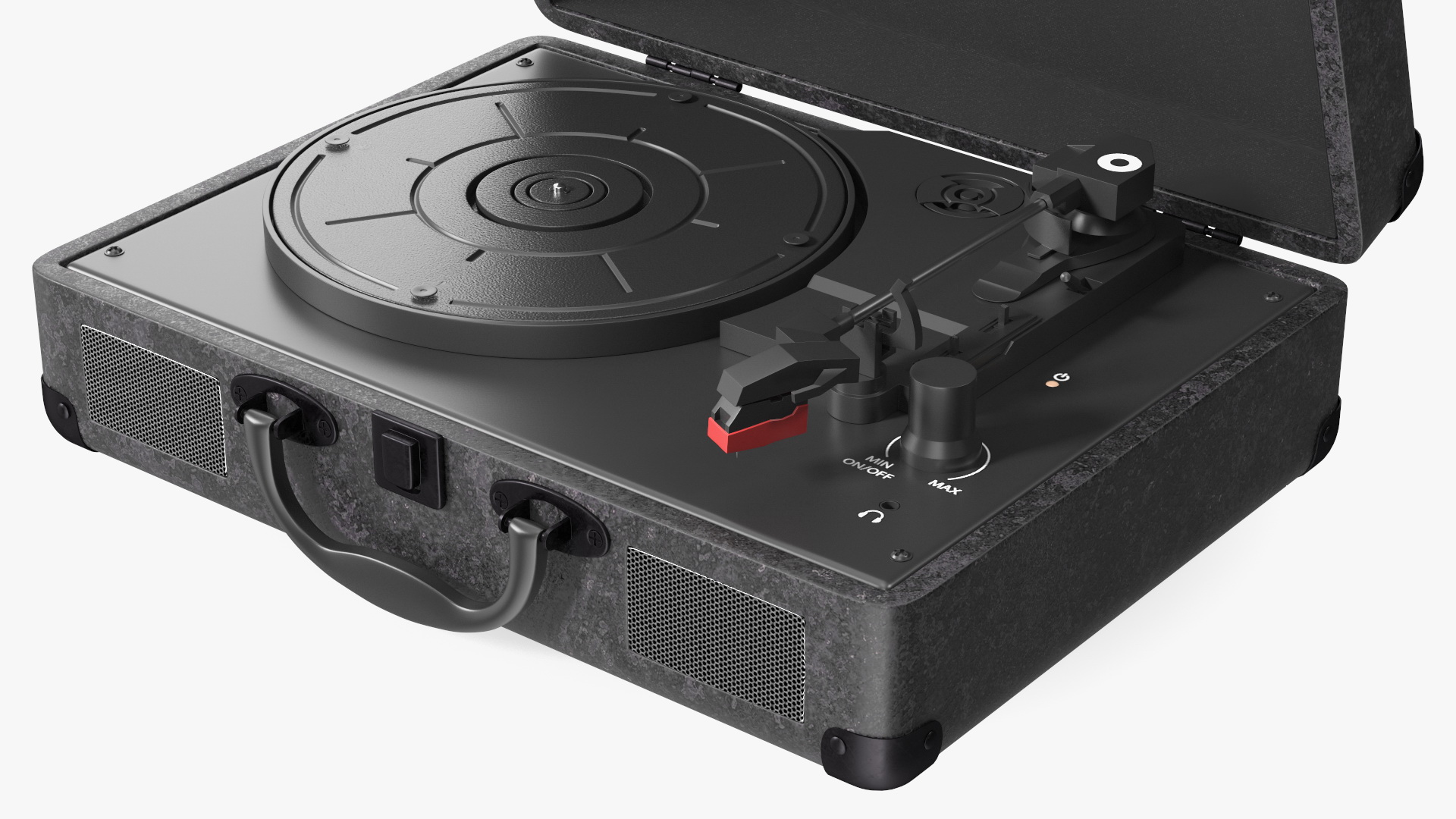 3D Vinyl Record Player Black Leather model
