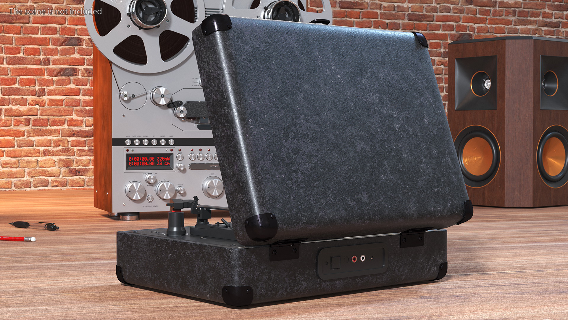 3D Vinyl Record Player Black Leather model