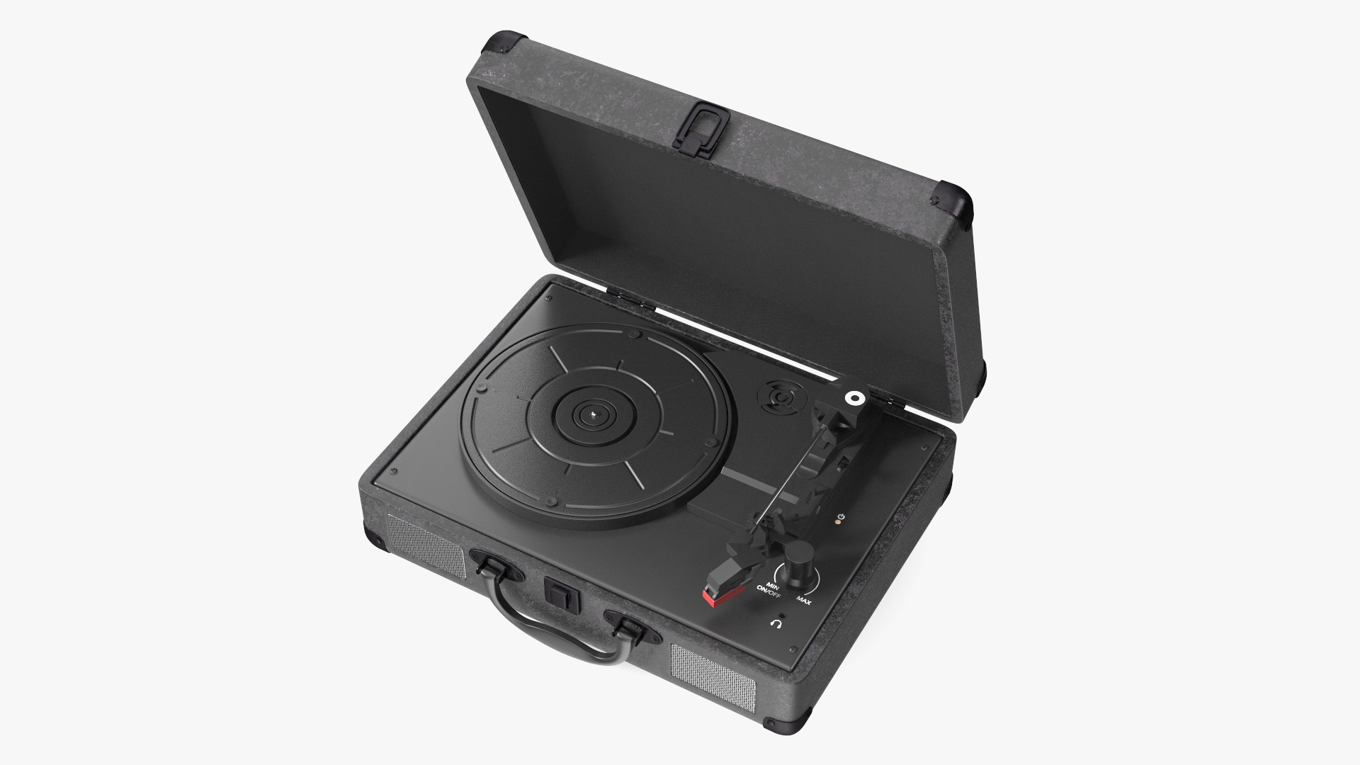 3D Vinyl Record Player Black Leather model