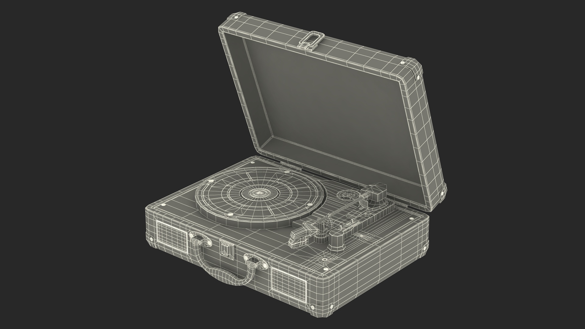 3D Vinyl Record Player Black Leather model
