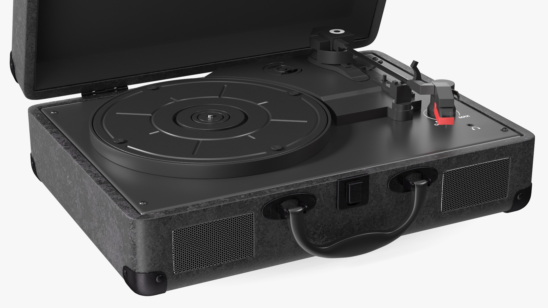 3D Vinyl Record Player Black Leather model