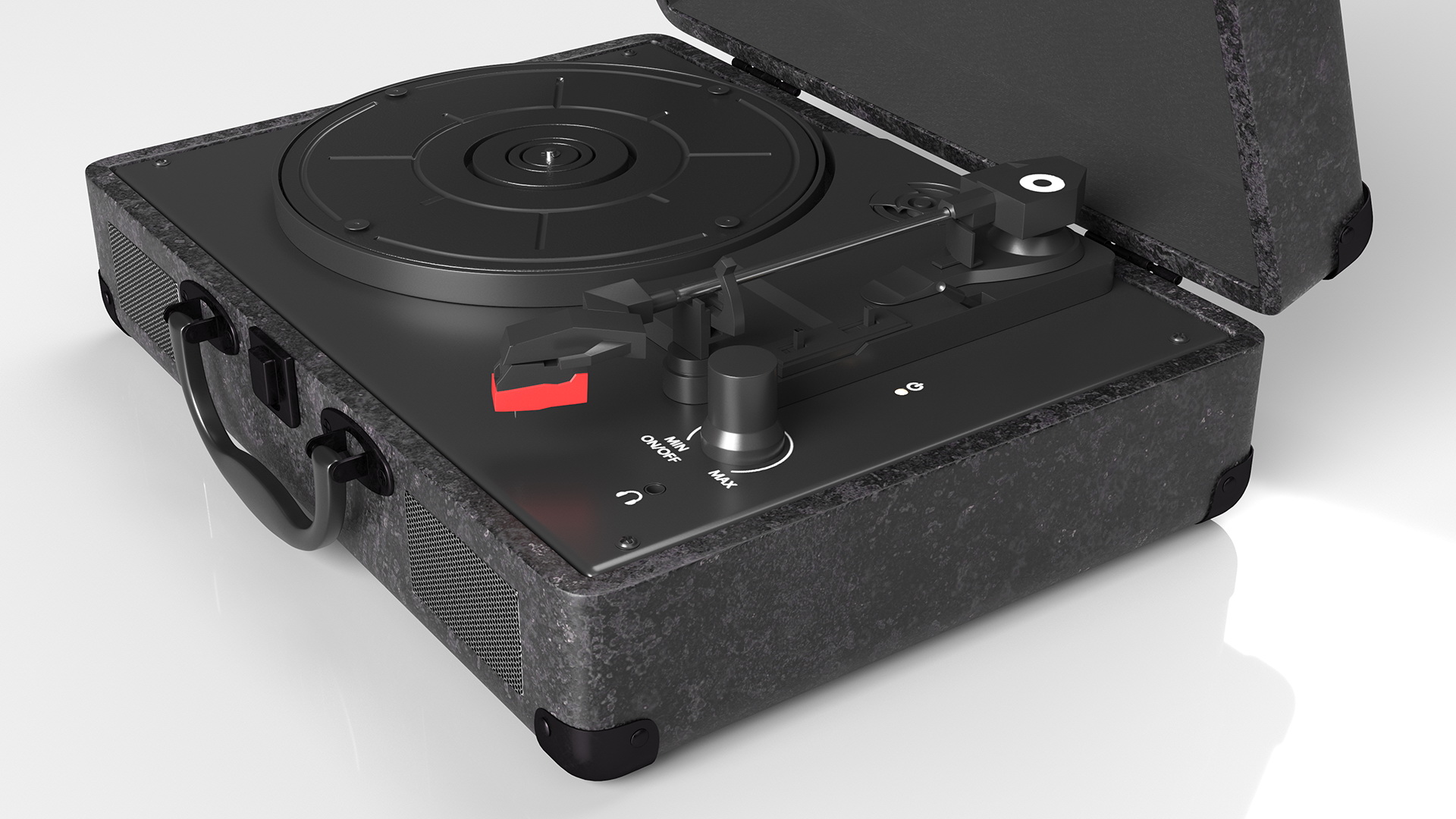 3D Vinyl Record Player Black Leather model
