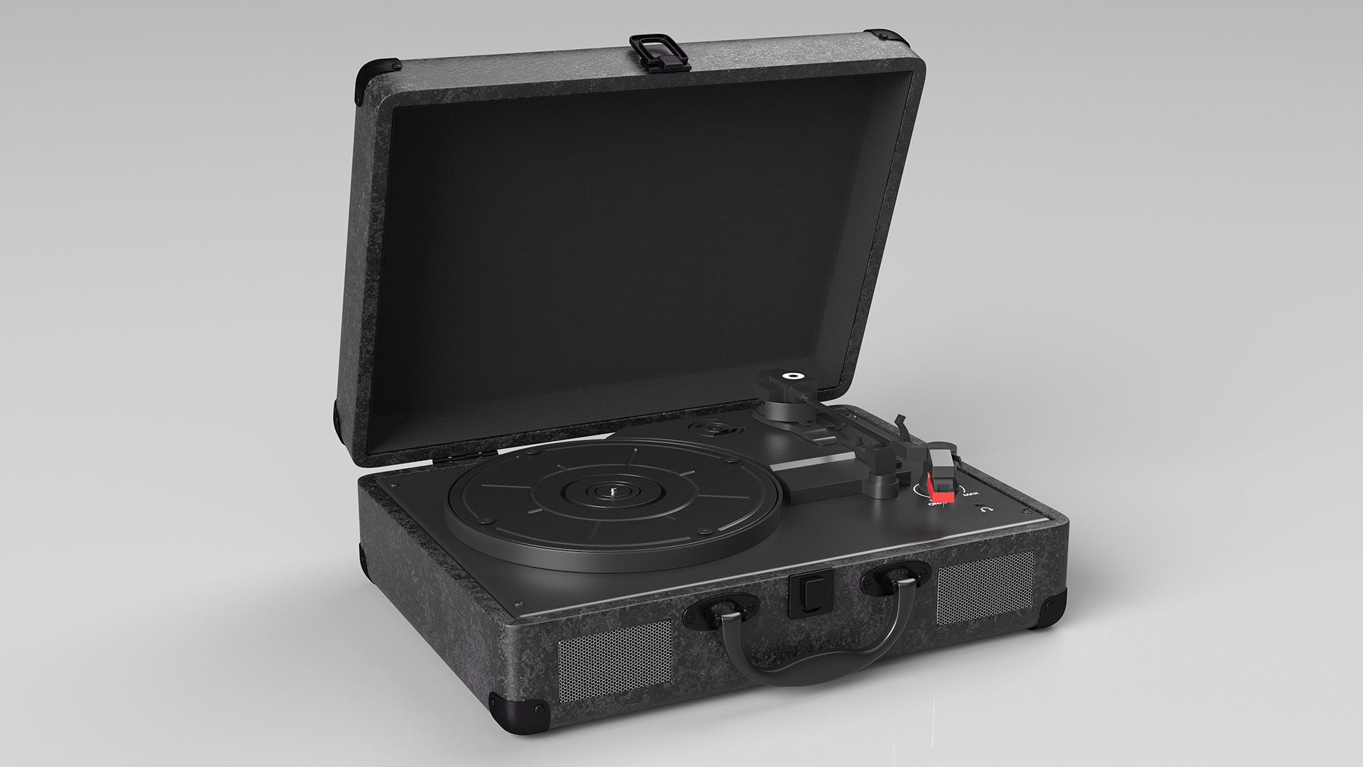 3D Vinyl Record Player Black Leather model