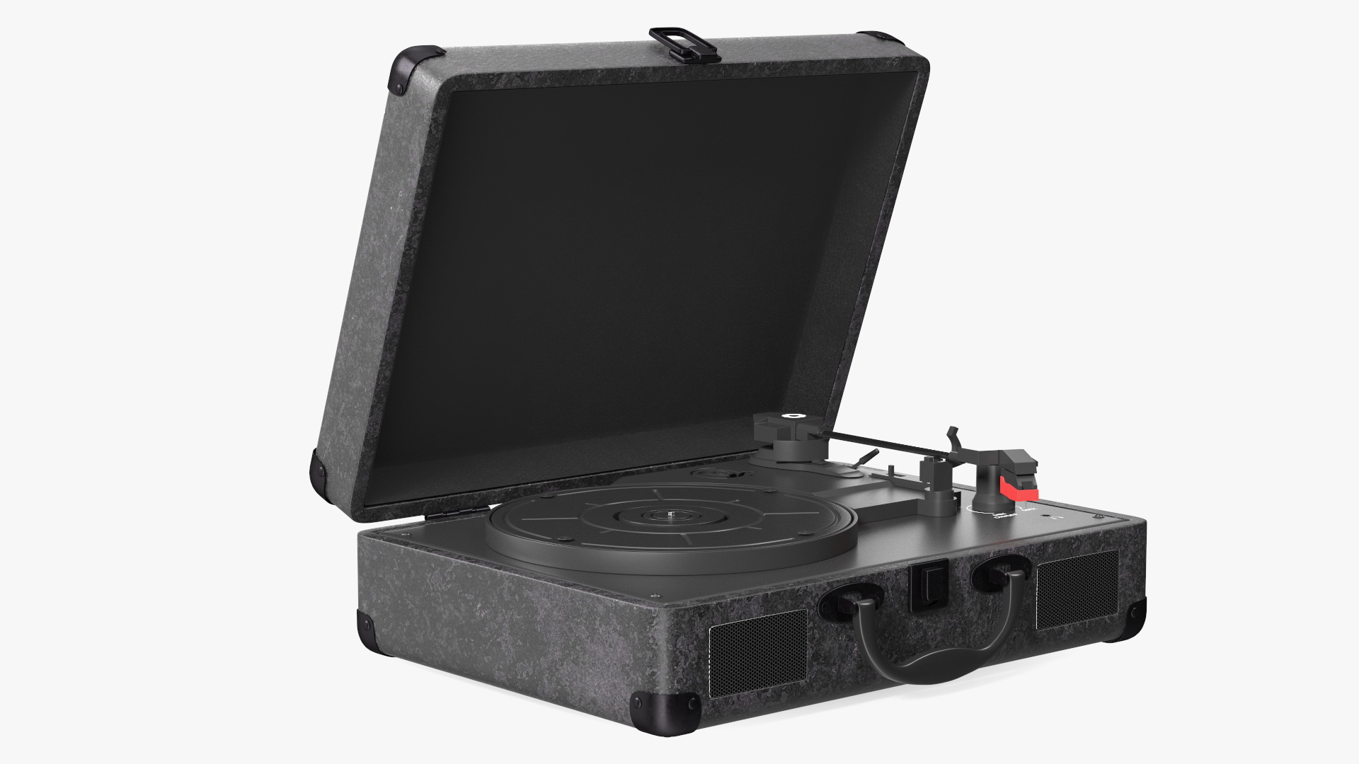 3D Vinyl Record Player Black Leather model