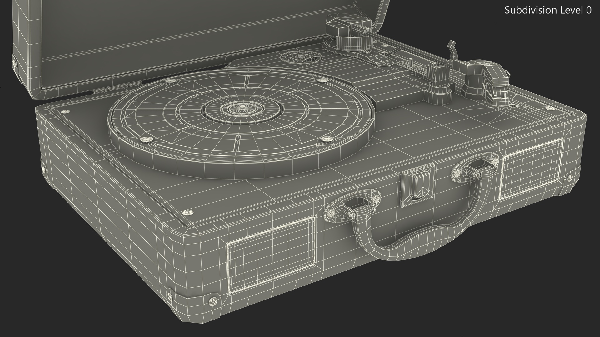 3D Vinyl Record Player Black Leather model