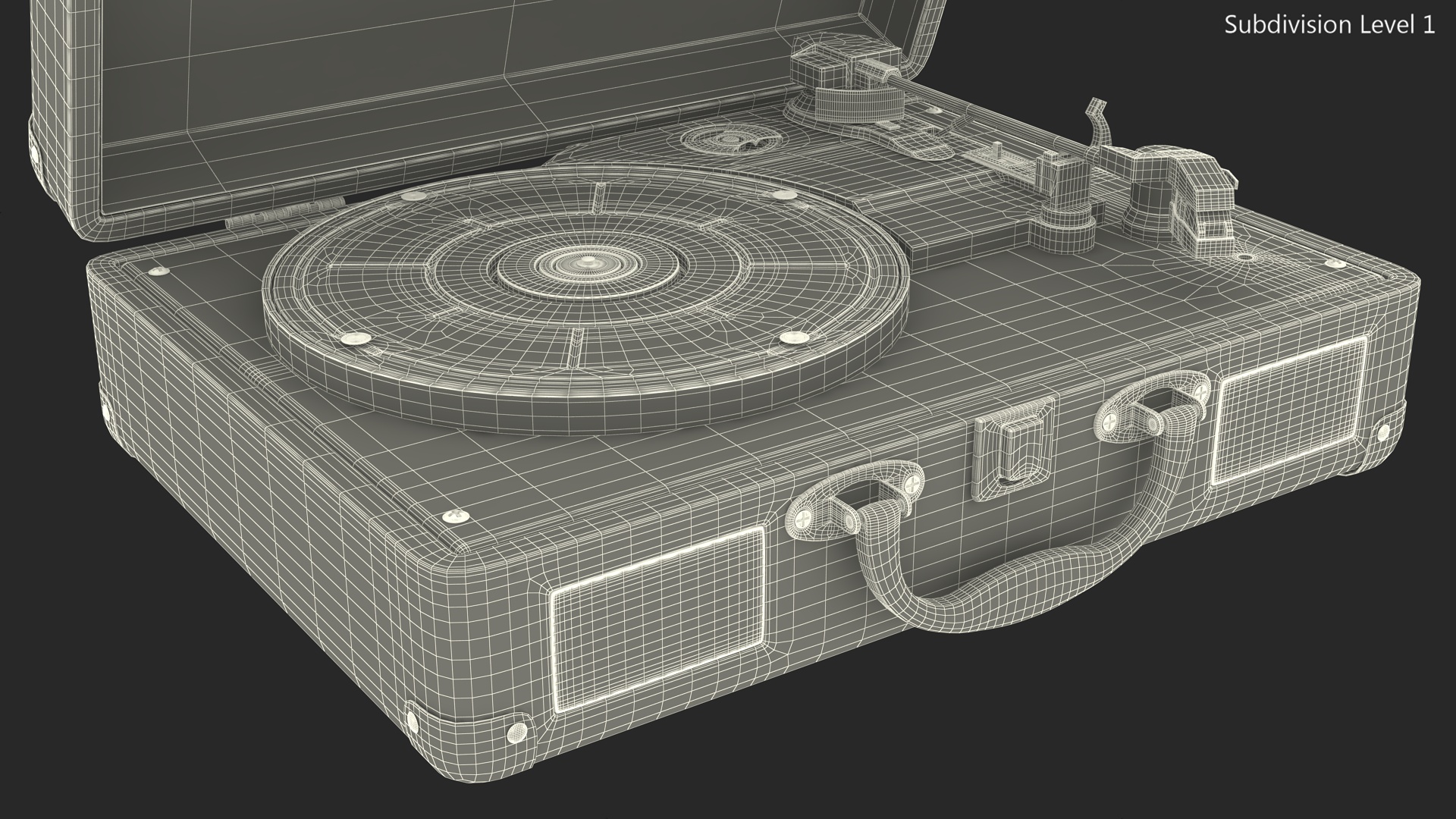 3D Vinyl Record Player Black Leather model