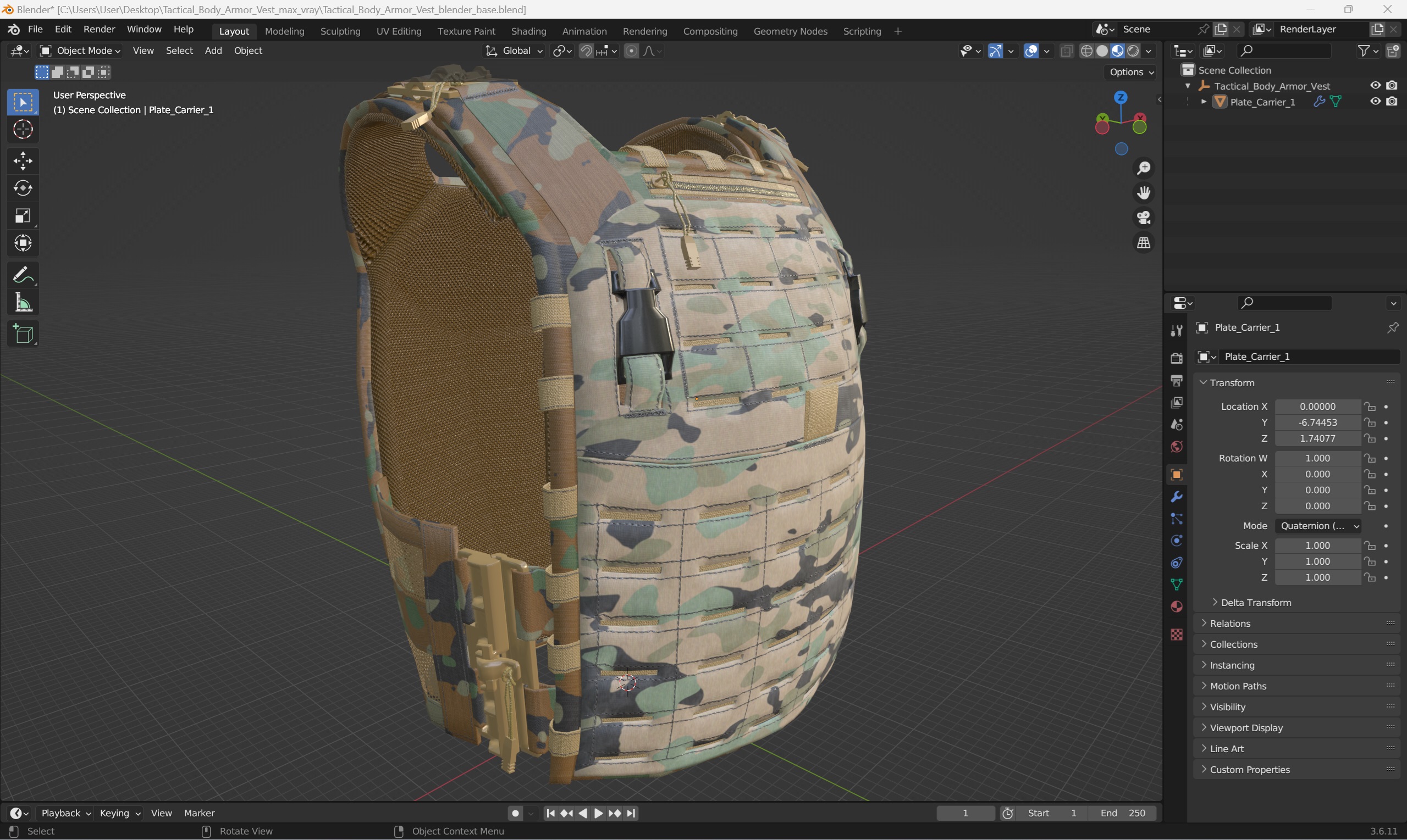 Tactical Body Armor Vest 3D model