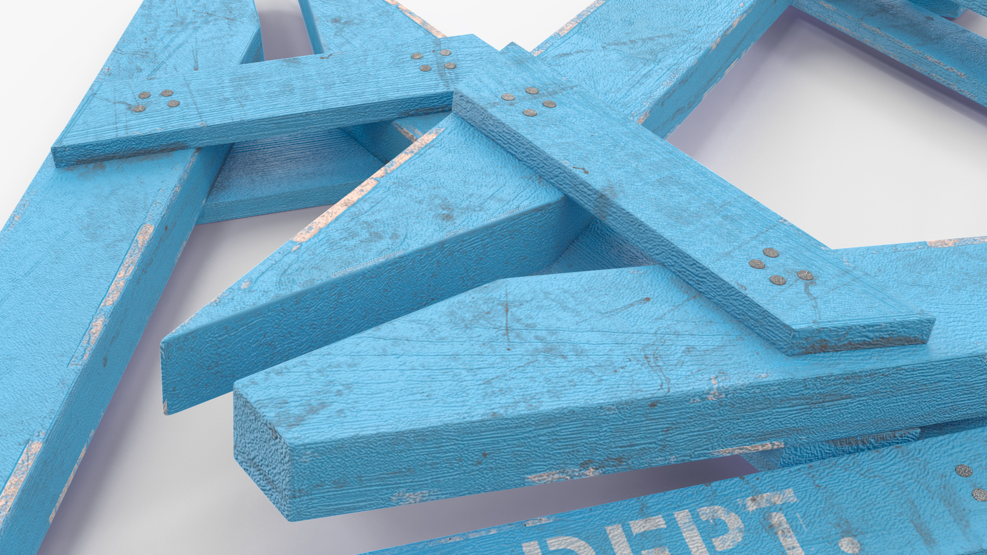 3D Police Wooden Traffic Barricade Disassembled Old model