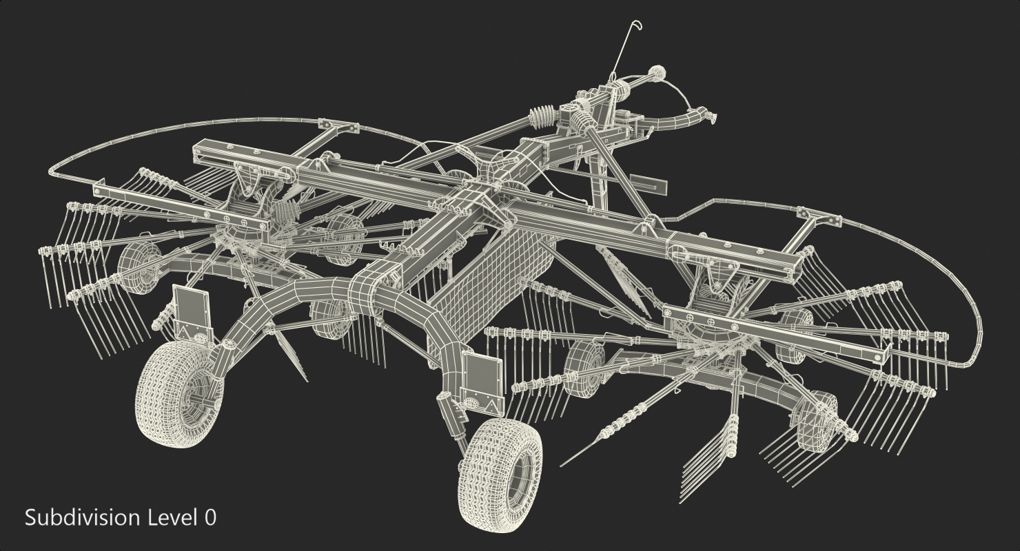 3D Twin Rotor Hay Rake Claas Liner 2700 Rigged model