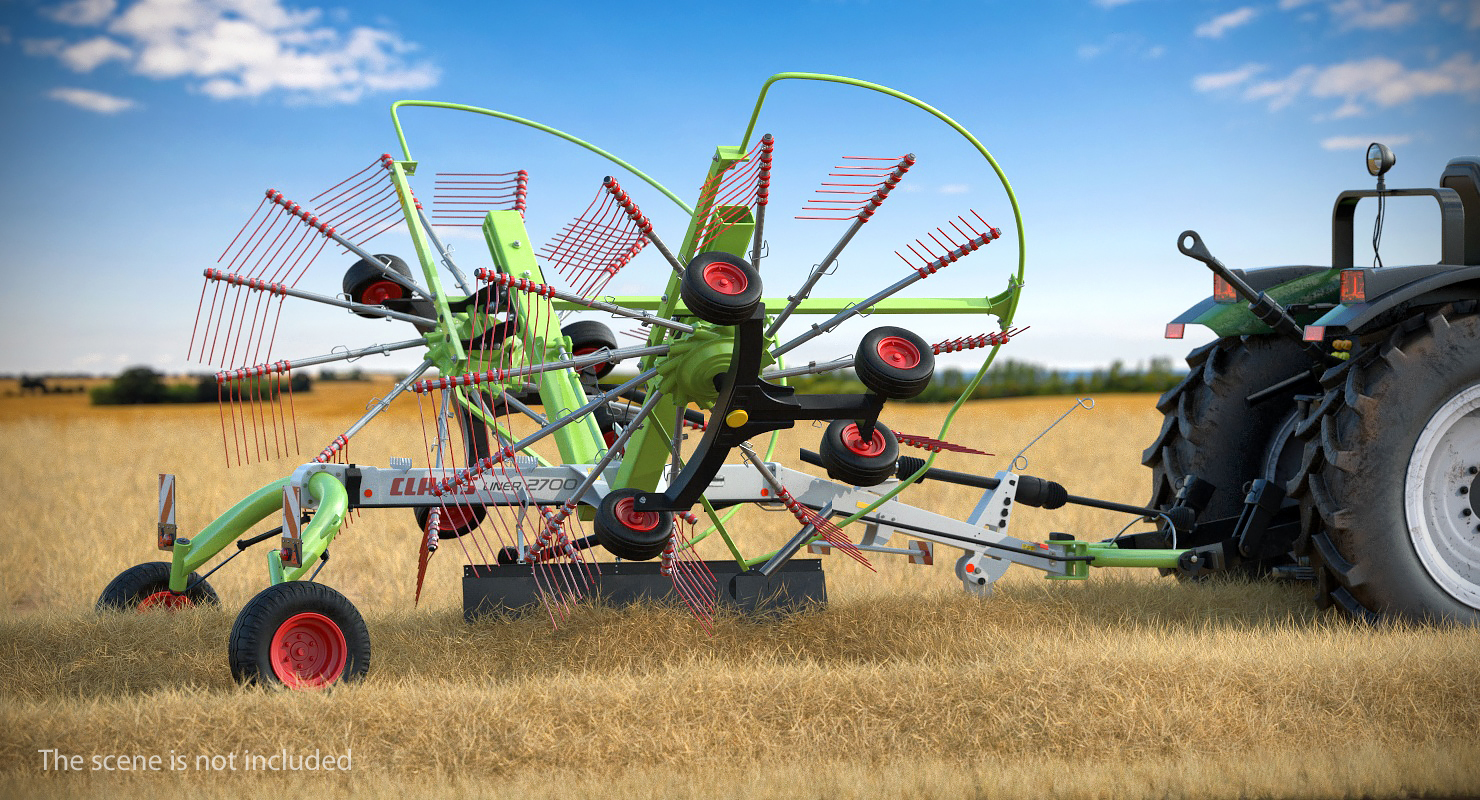 3D Twin Rotor Hay Rake Claas Liner 2700 Rigged model