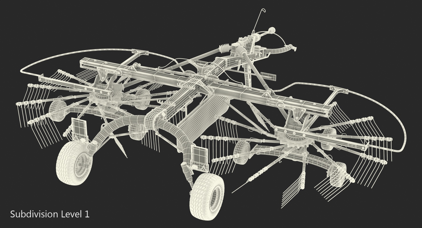 3D Twin Rotor Hay Rake Claas Liner 2700 Rigged model