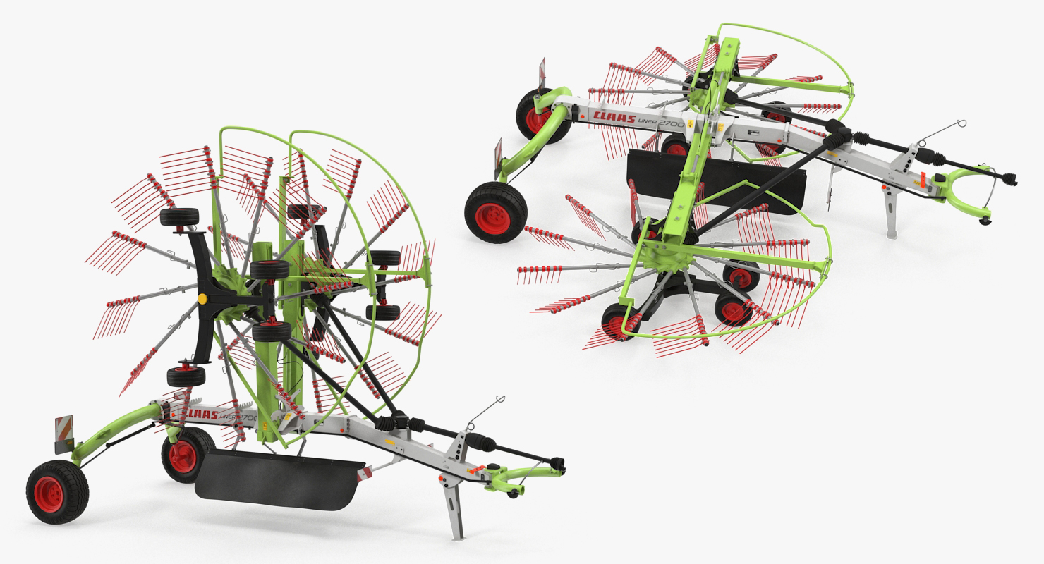 3D Twin Rotor Hay Rake Claas Liner 2700 Rigged model