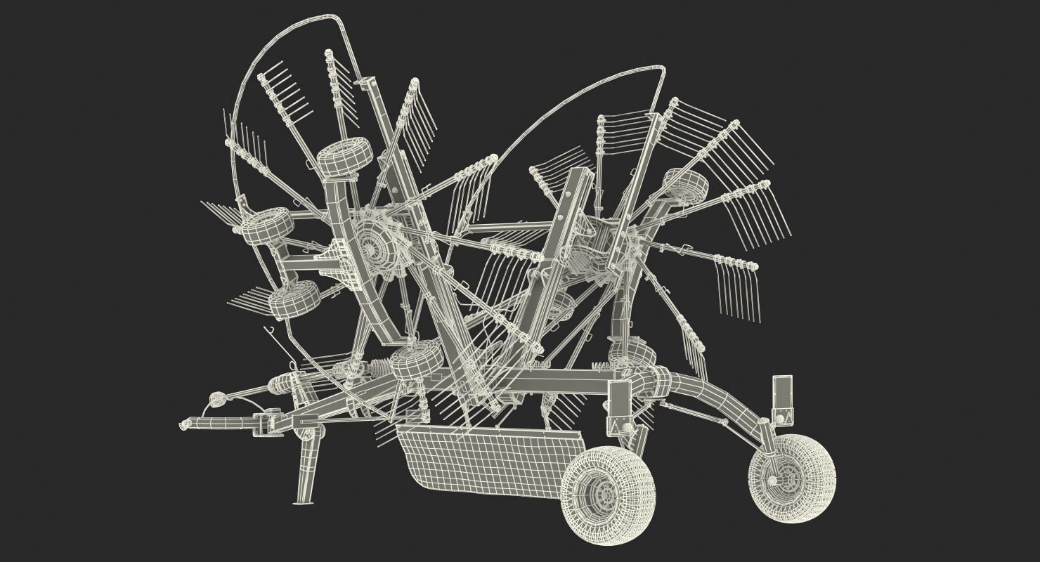 3D Twin Rotor Hay Rake Claas Liner 2700 Rigged model