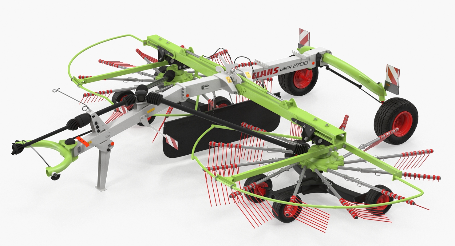 3D Twin Rotor Hay Rake Claas Liner 2700 Rigged model