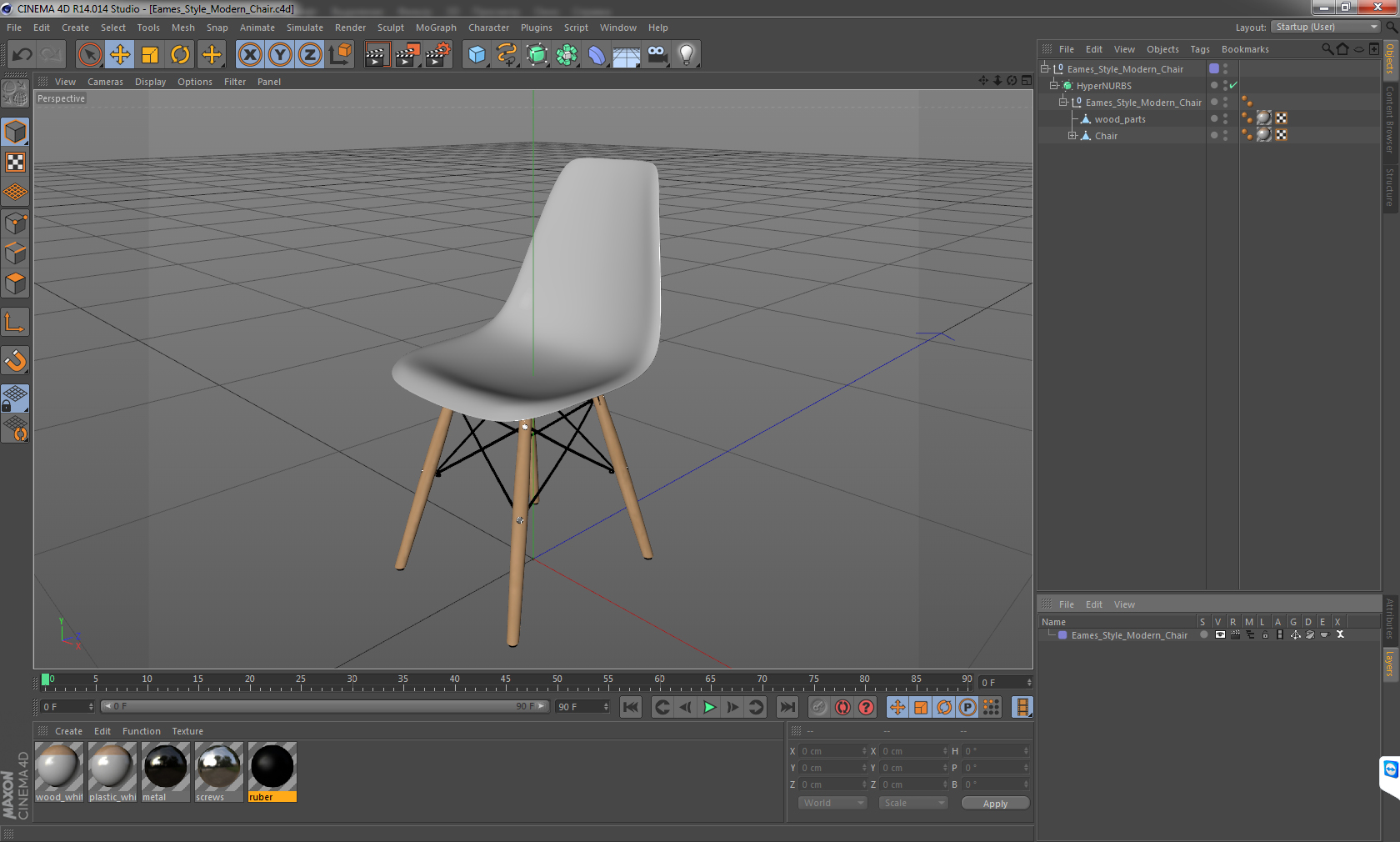 Eames Style Modern Chair 3D model
