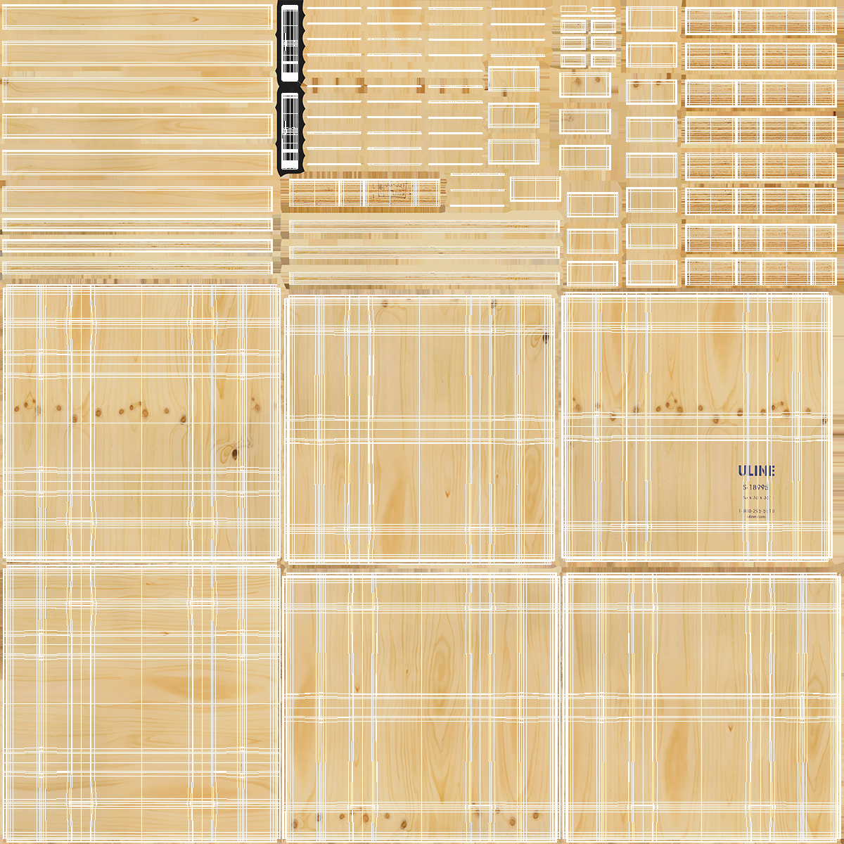 3D Heavy Duty Packaging Wood Crates Set