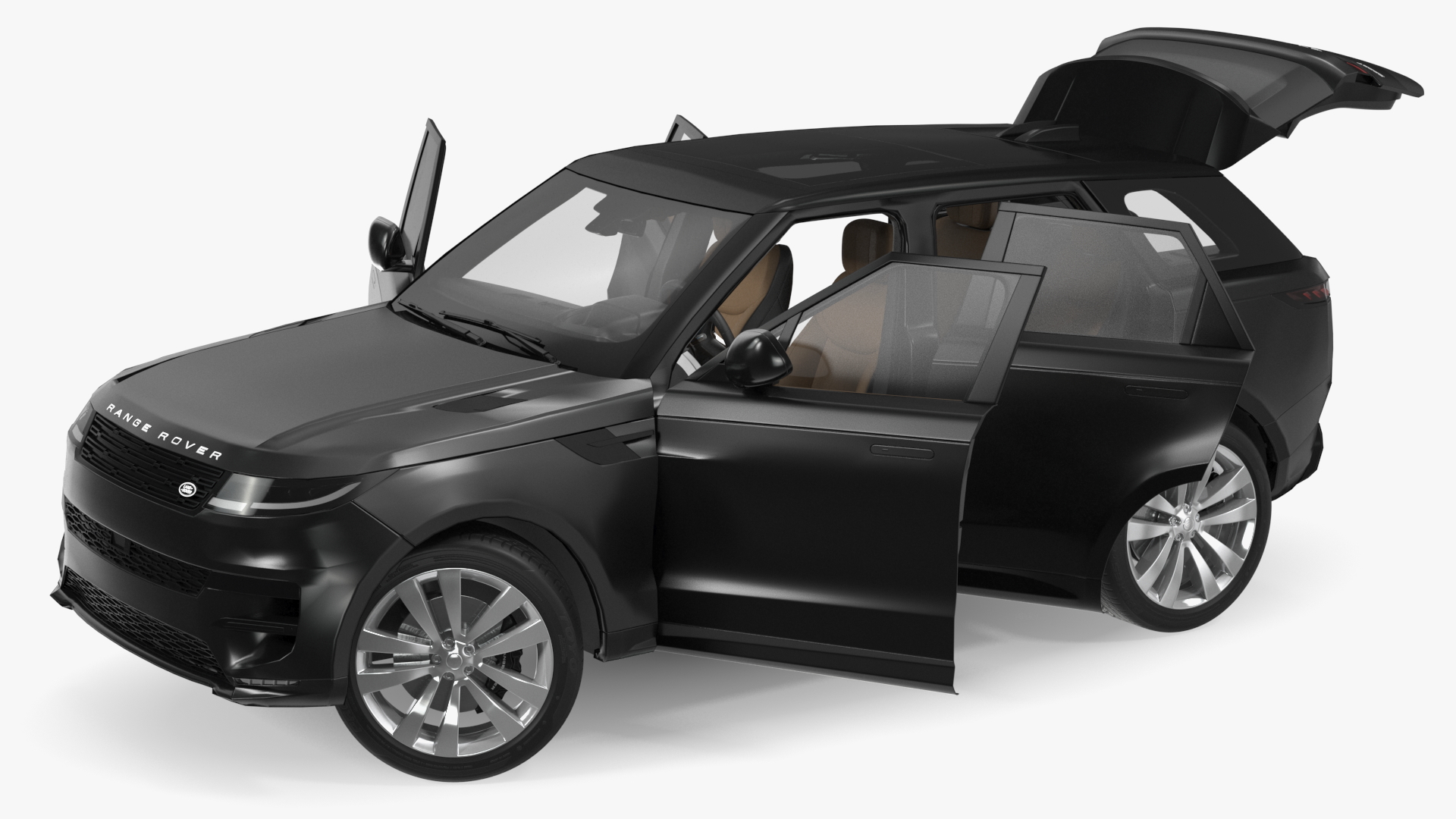 Black Range Rover Sport 2023 Rigged for Cinema 4D 3D model
