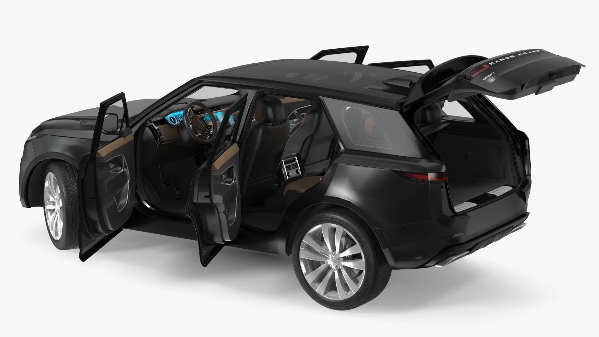 Black Range Rover Sport 2023 Rigged for Cinema 4D 3D model