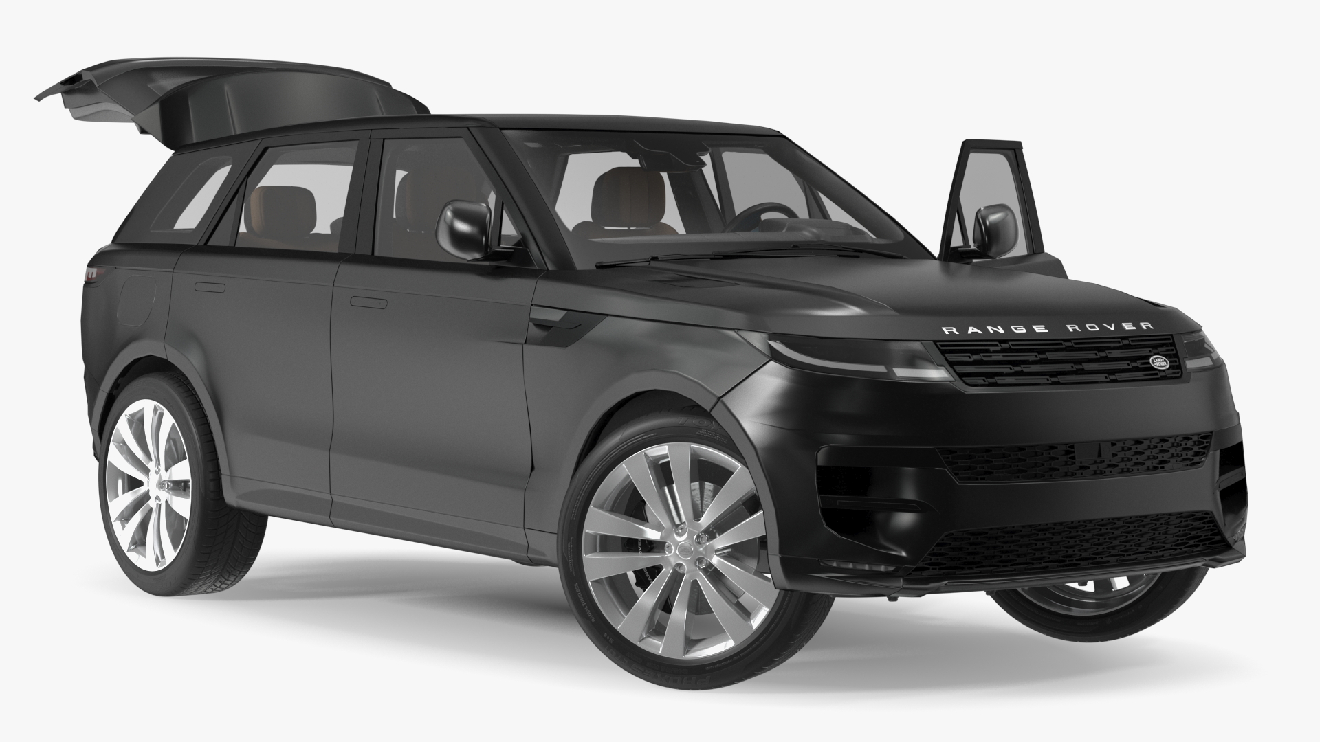 Black Range Rover Sport 2023 Rigged for Cinema 4D 3D model