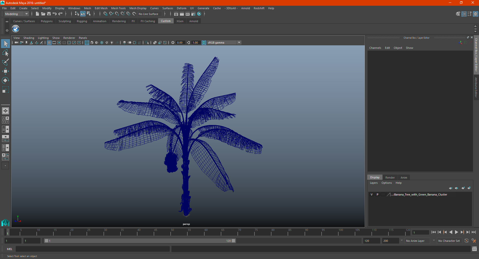 3D Banana Tree with Ripe Yellow Banana Cluster model