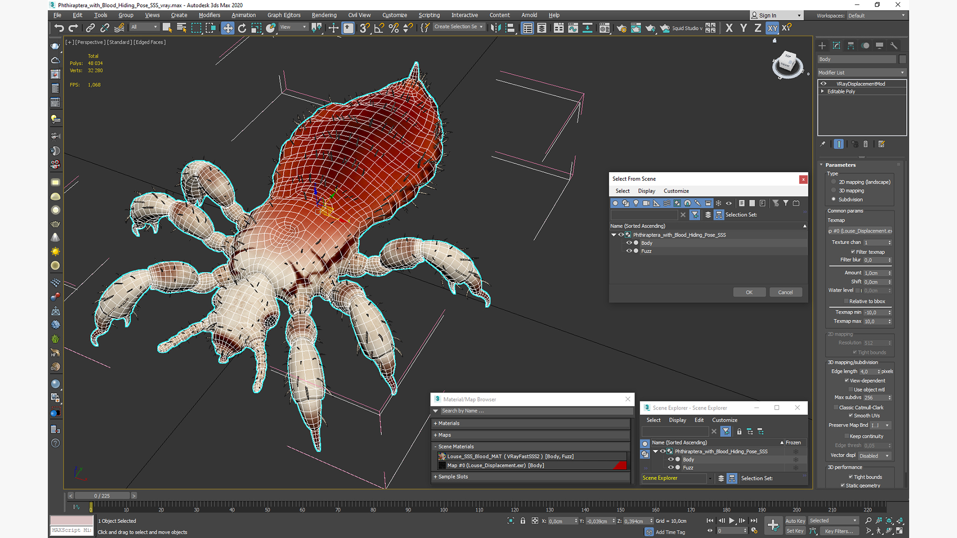 Phthiraptera with Blood Hiding Pose SSS 3D model