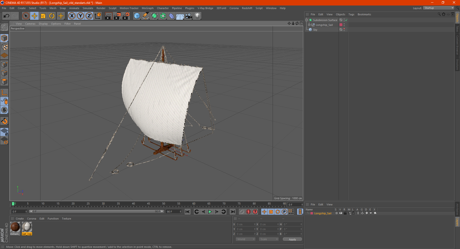 3D Longship Sail model