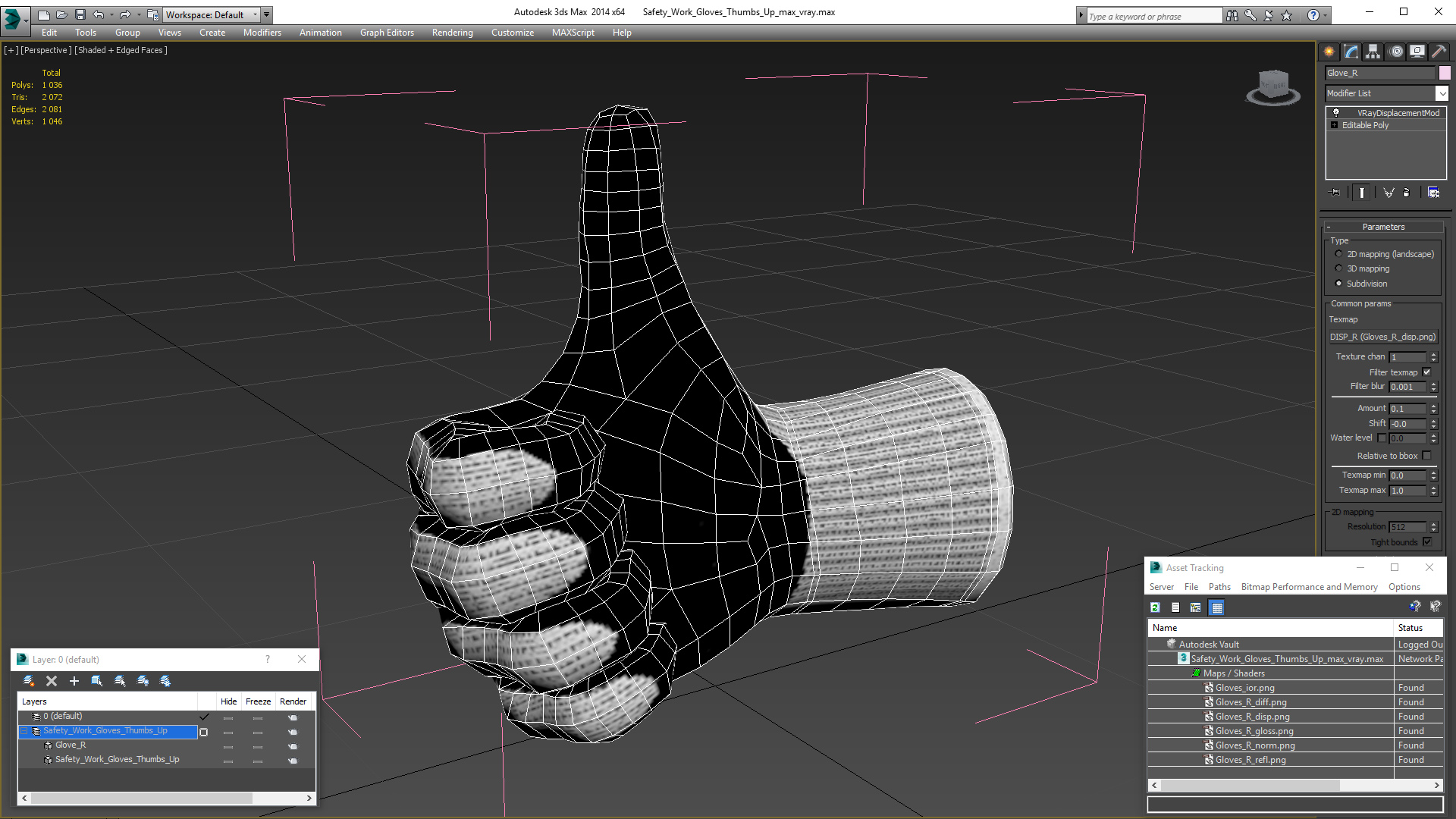 3D Safety Work Gloves Thumbs Up model