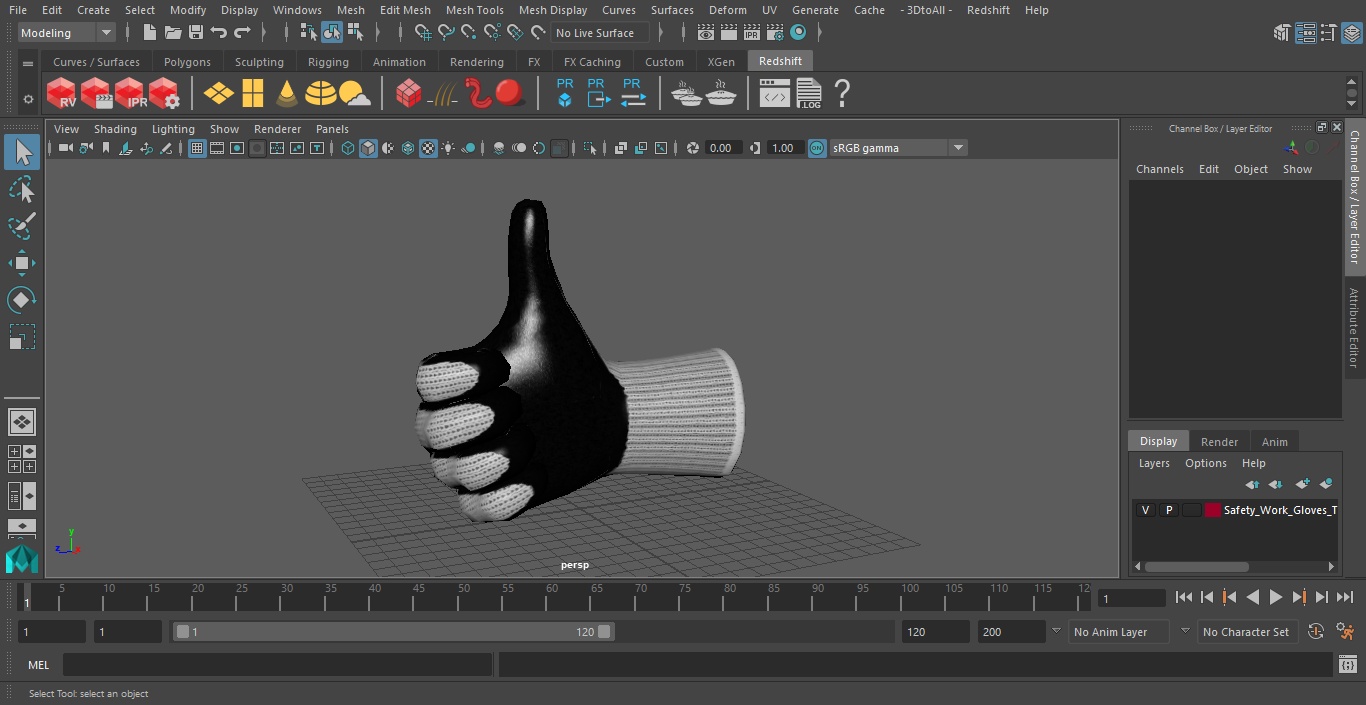 3D Safety Work Gloves Thumbs Up model