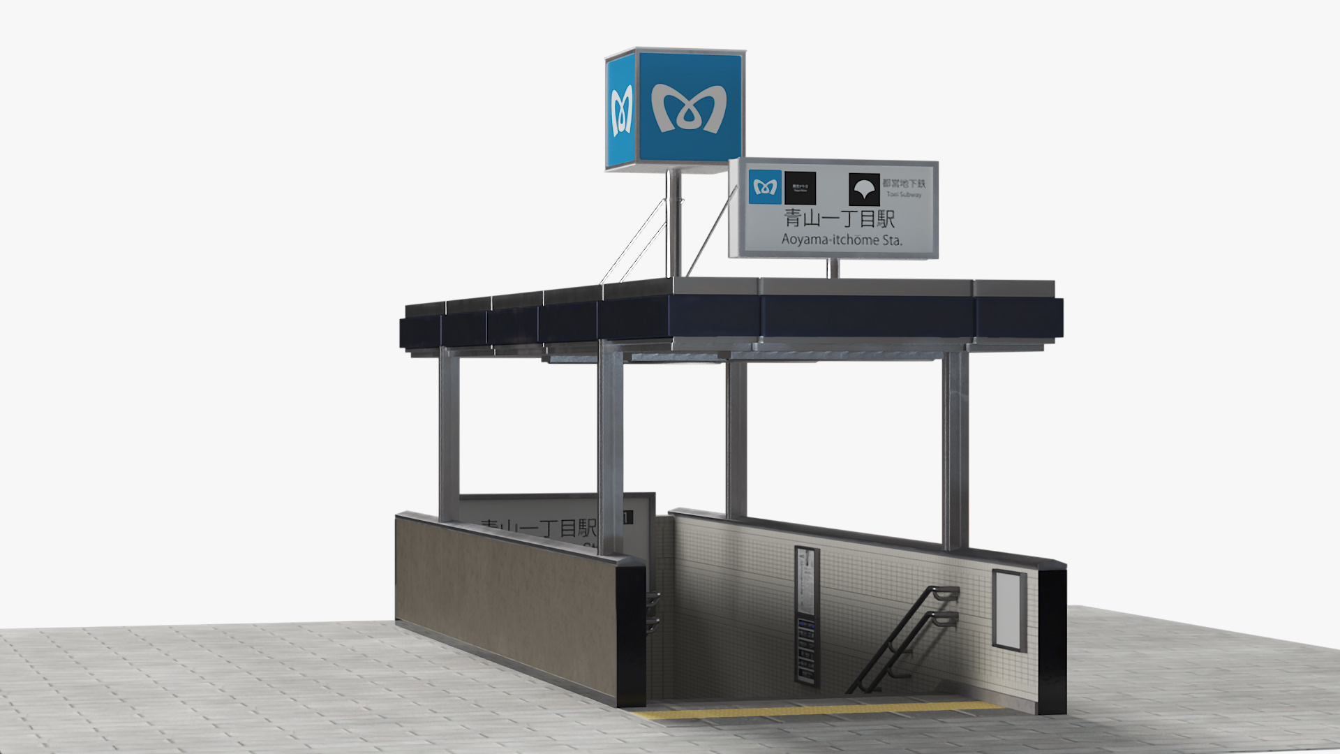 3D Modern Tokyo Subway Entrance model