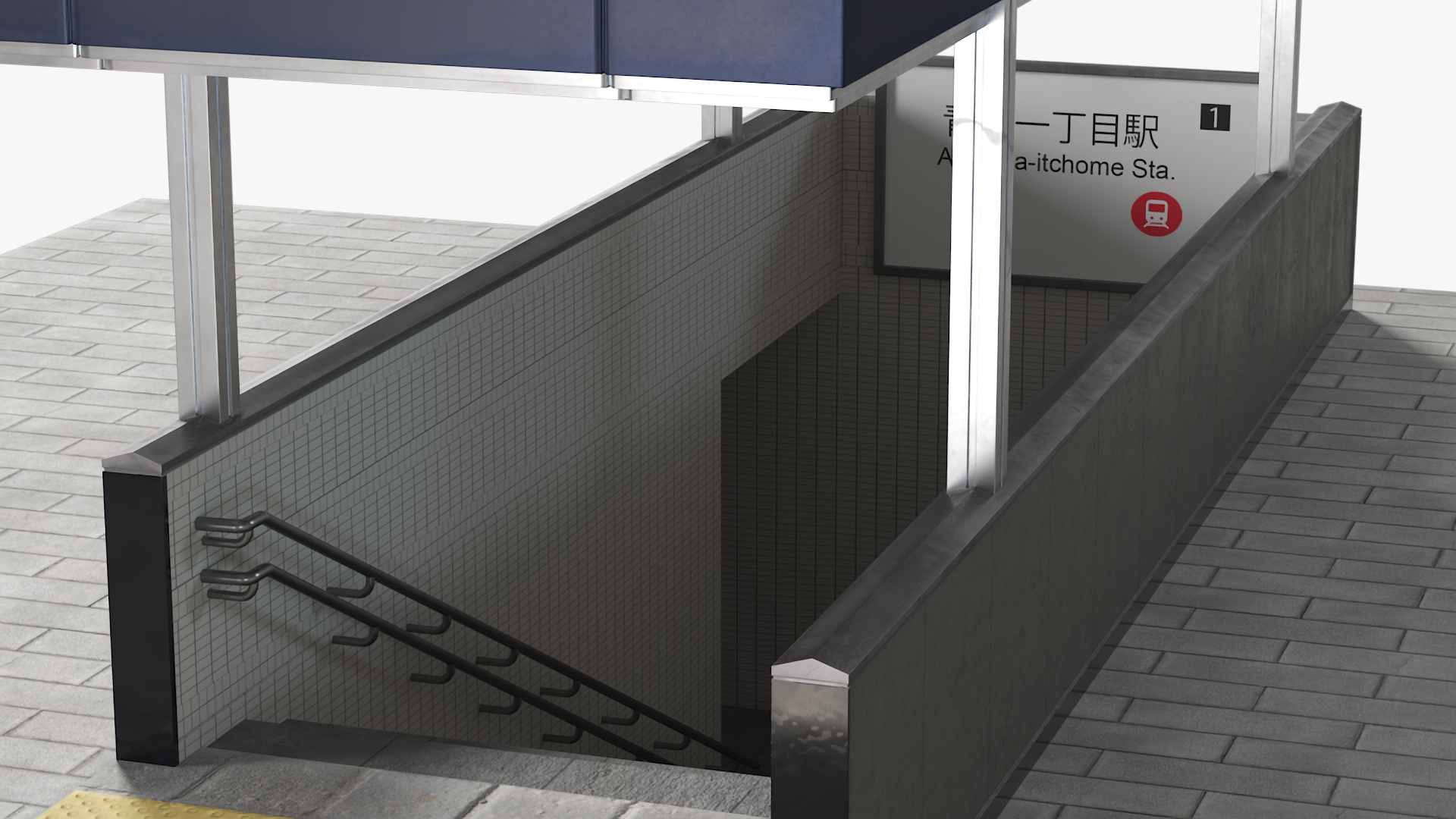 3D Modern Tokyo Subway Entrance model