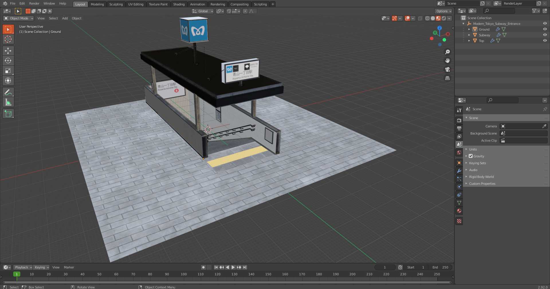3D Modern Tokyo Subway Entrance model