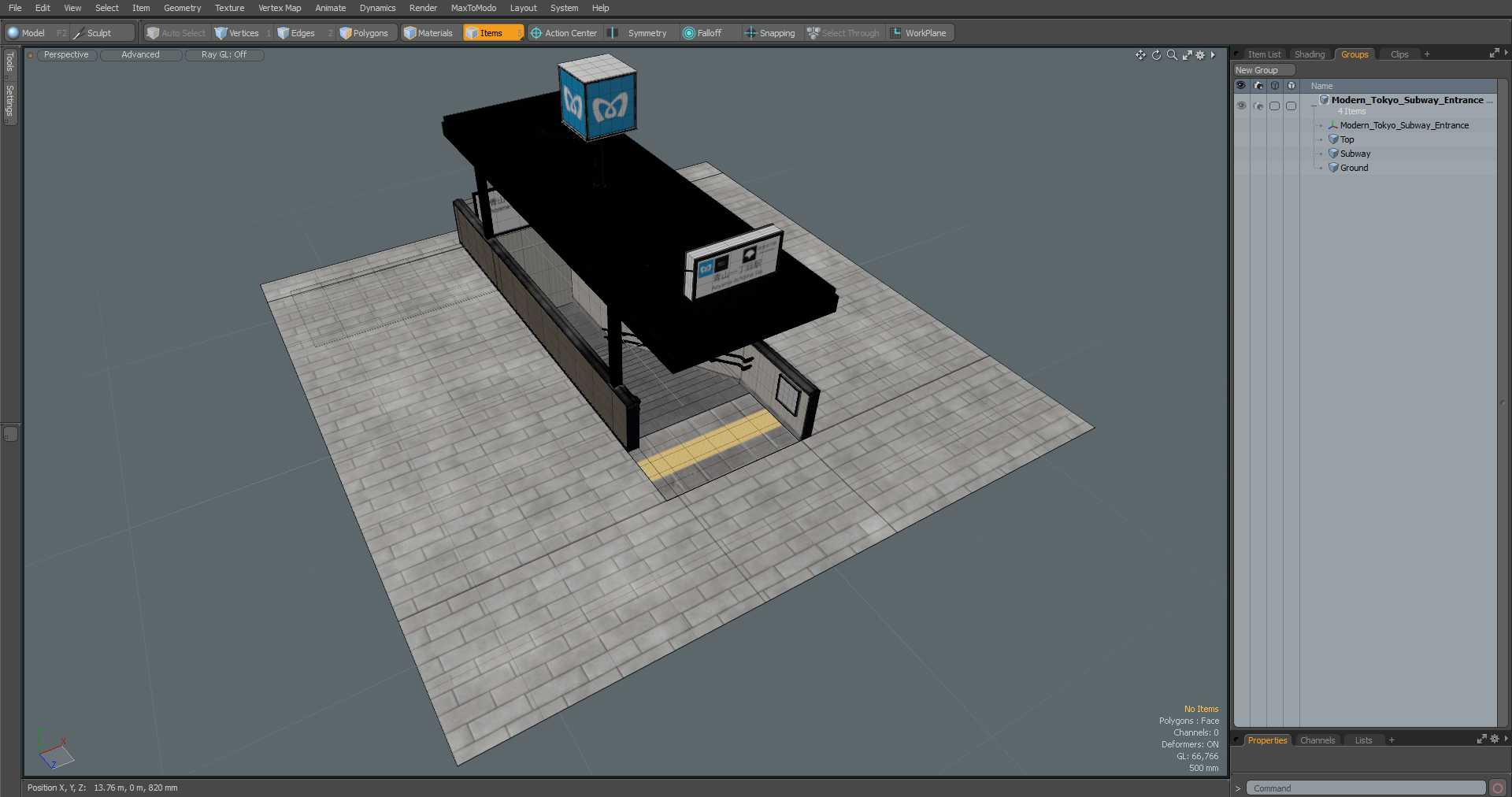 3D Modern Tokyo Subway Entrance model