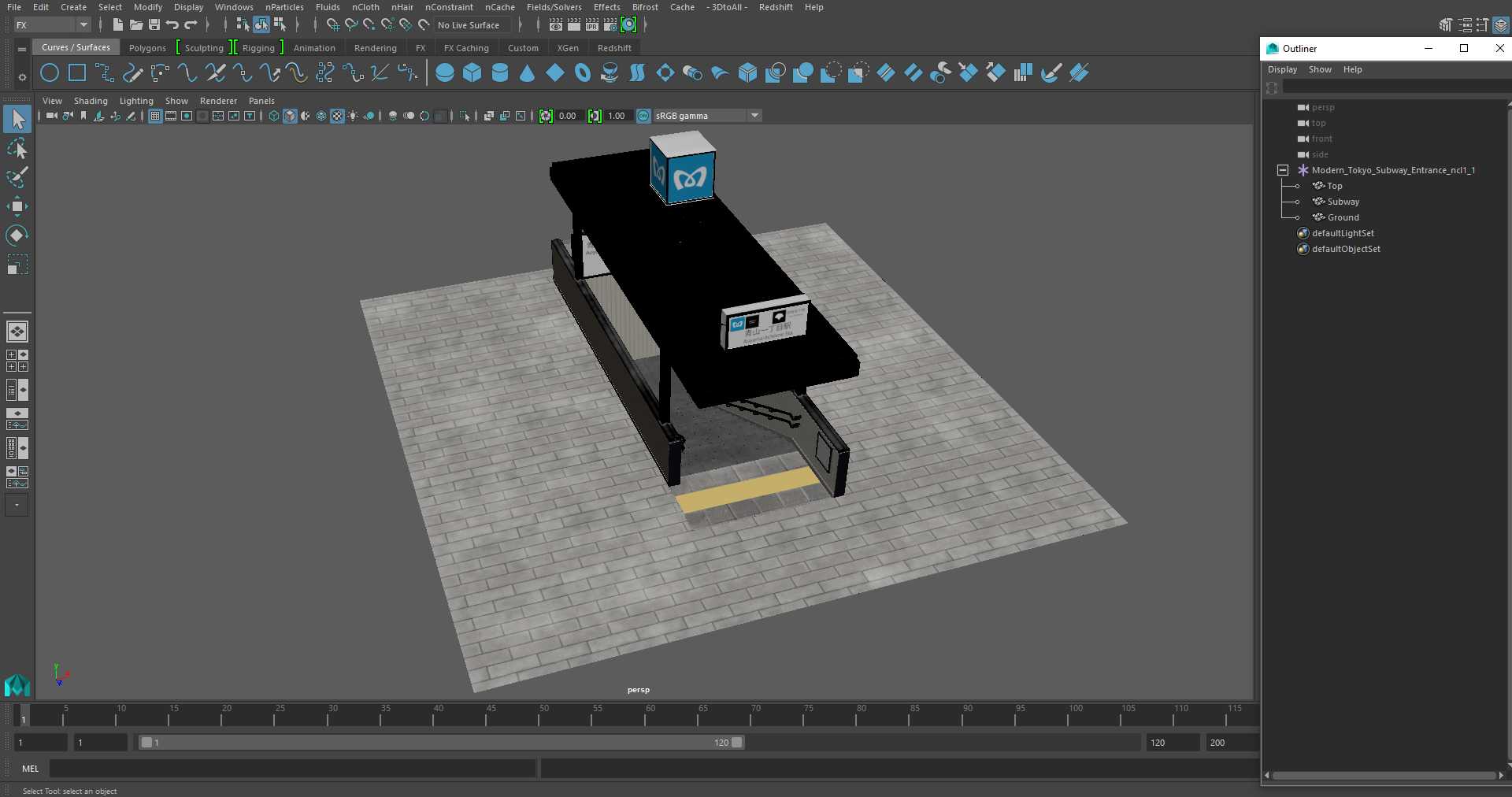 3D Modern Tokyo Subway Entrance model