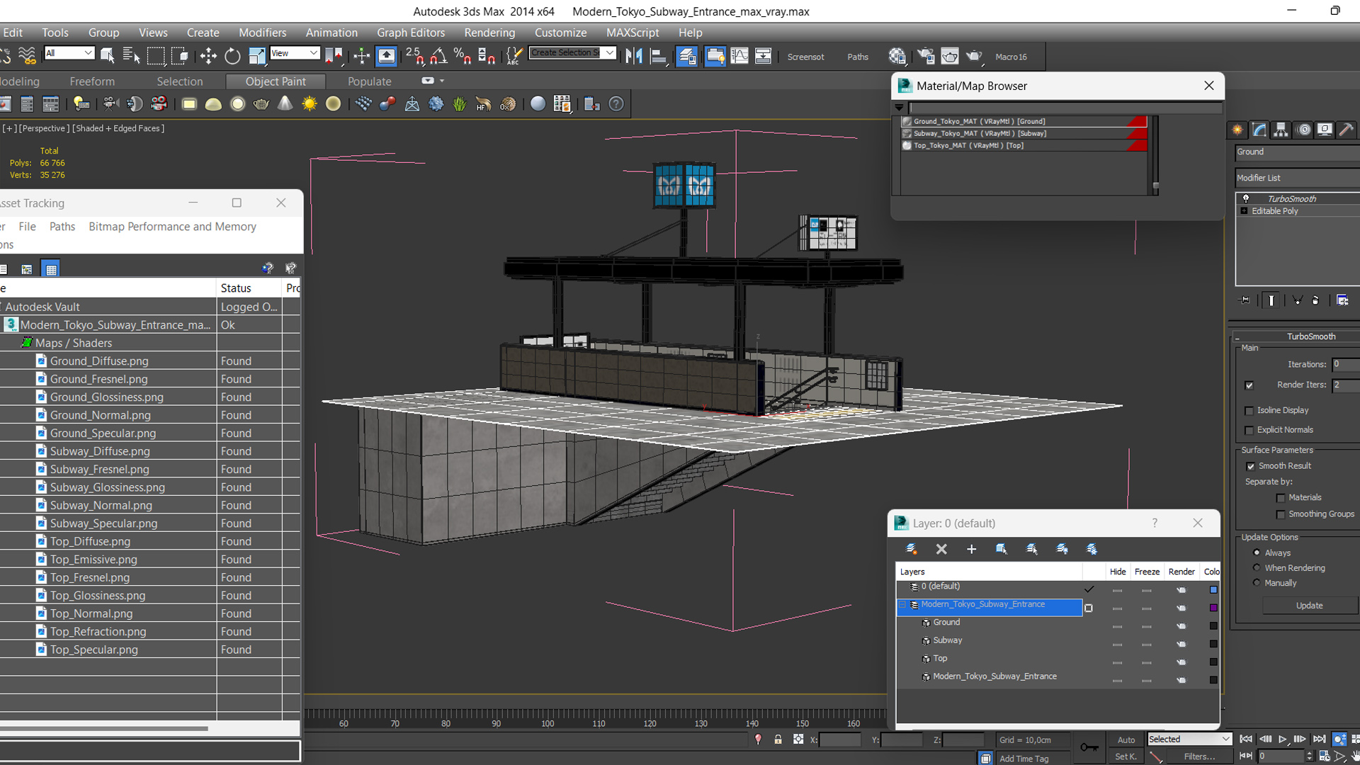 3D Modern Tokyo Subway Entrance model