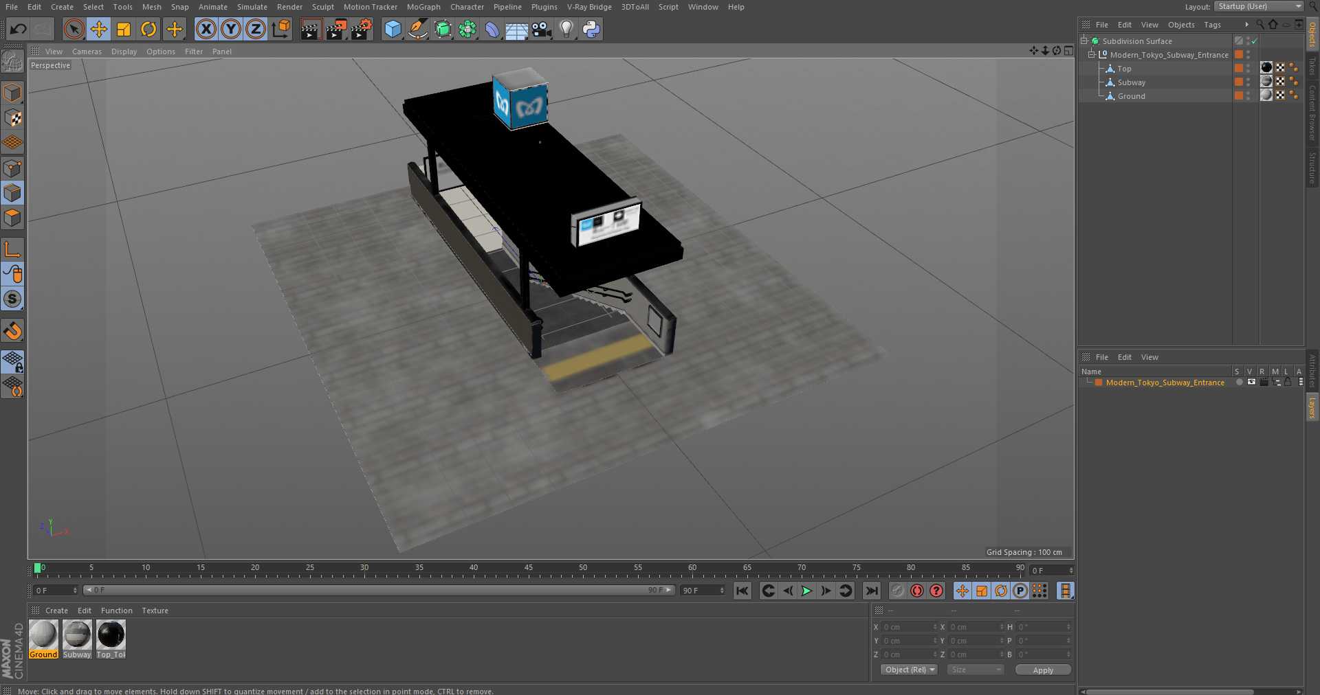 3D Modern Tokyo Subway Entrance model
