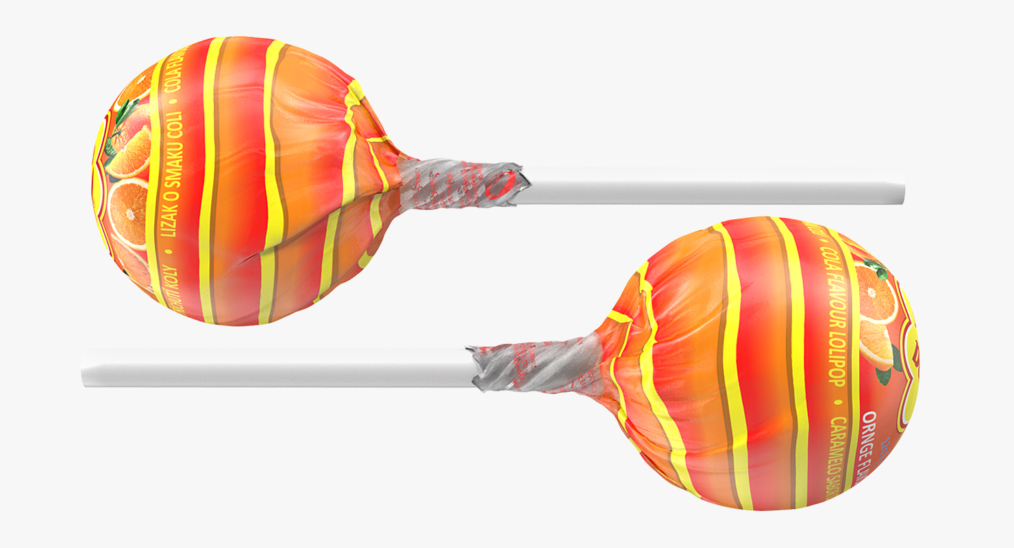 3D Orange Chupa Chups Wrapped