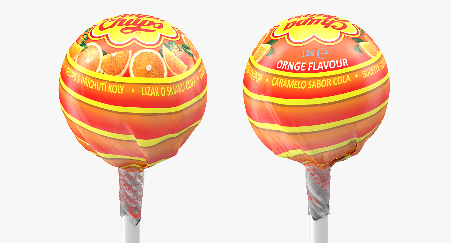 3D Orange Chupa Chups Wrapped