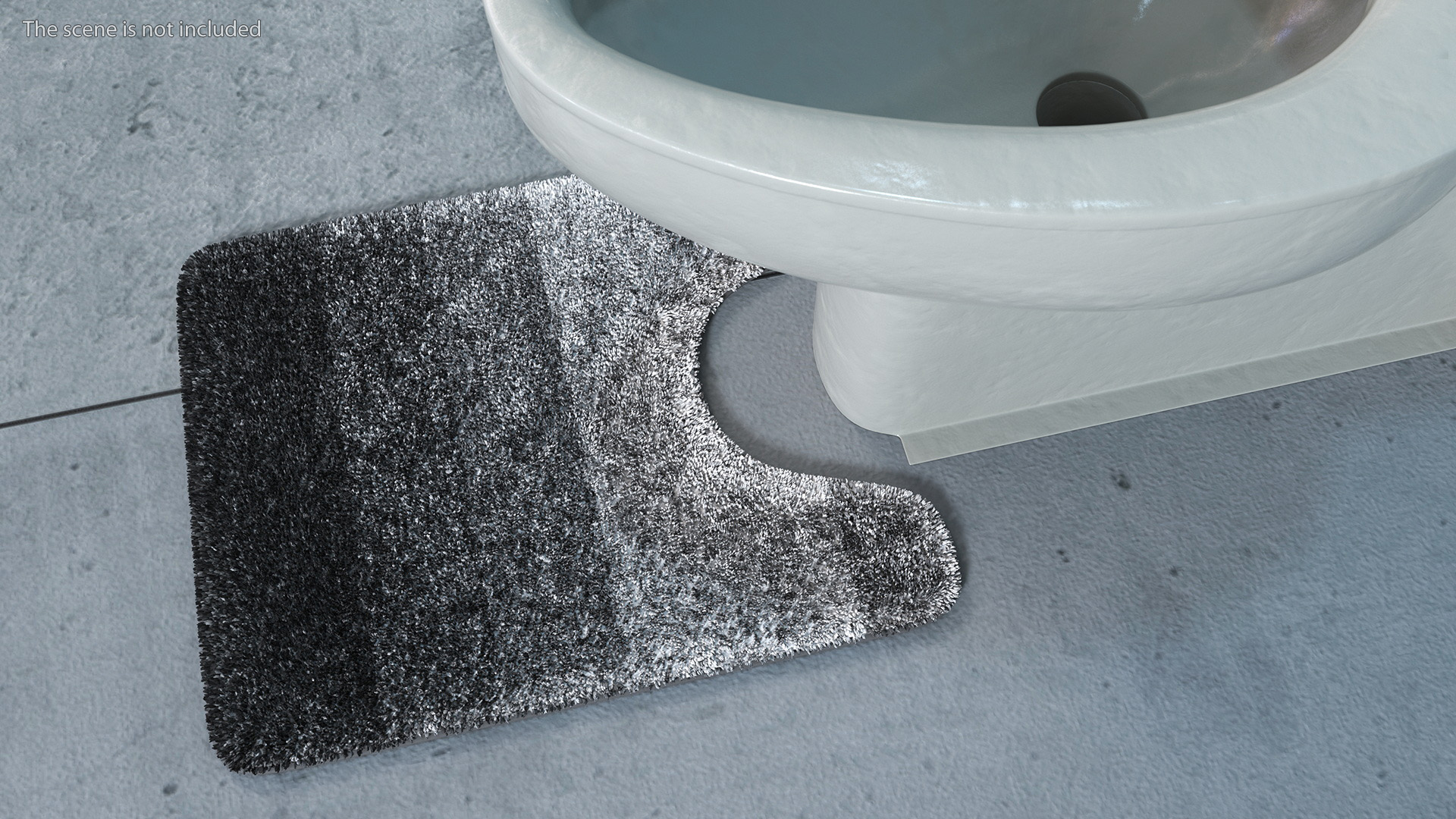 Grey Bathroom Contour Rug Fur 3D model