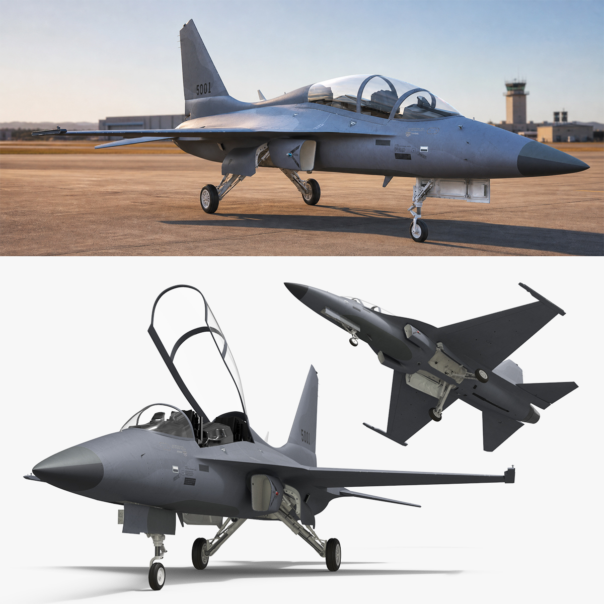 Tactical Fighter Aircraft Simplified 3D model preview