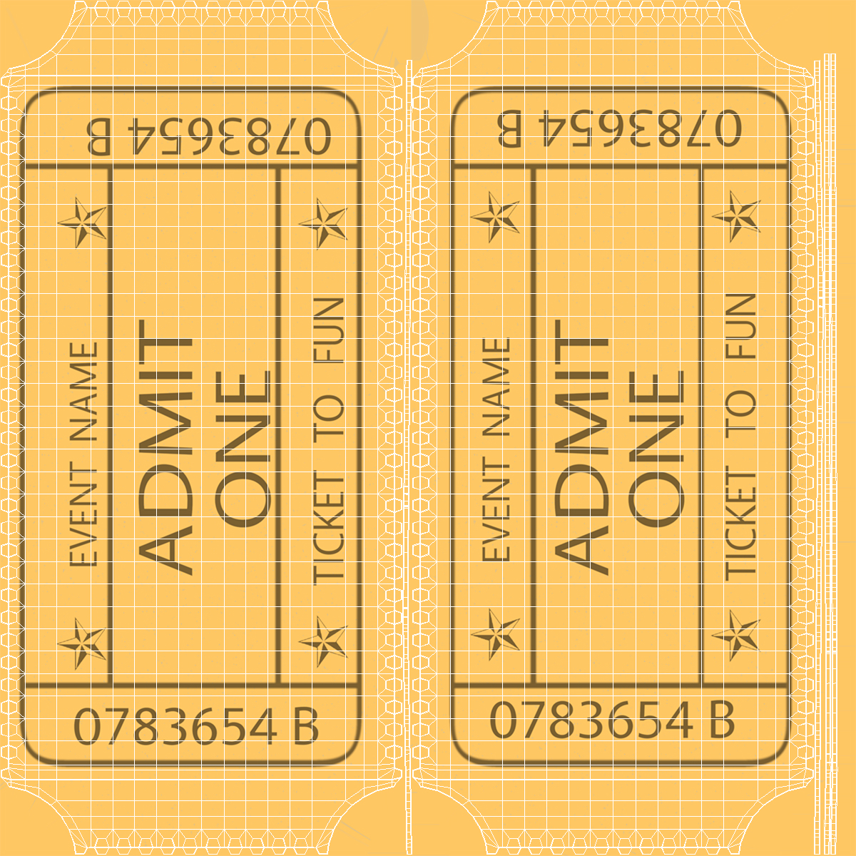 Event Admit One Golden Ticket 3D model