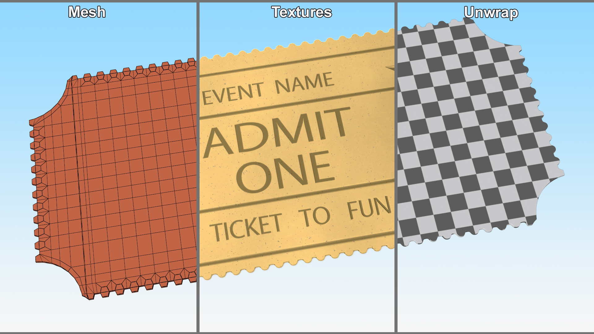 Event Admit One Golden Ticket 3D model