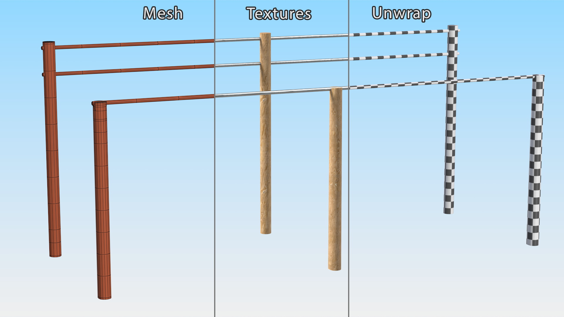 3D Outdoor Wooden Sports Crossbars