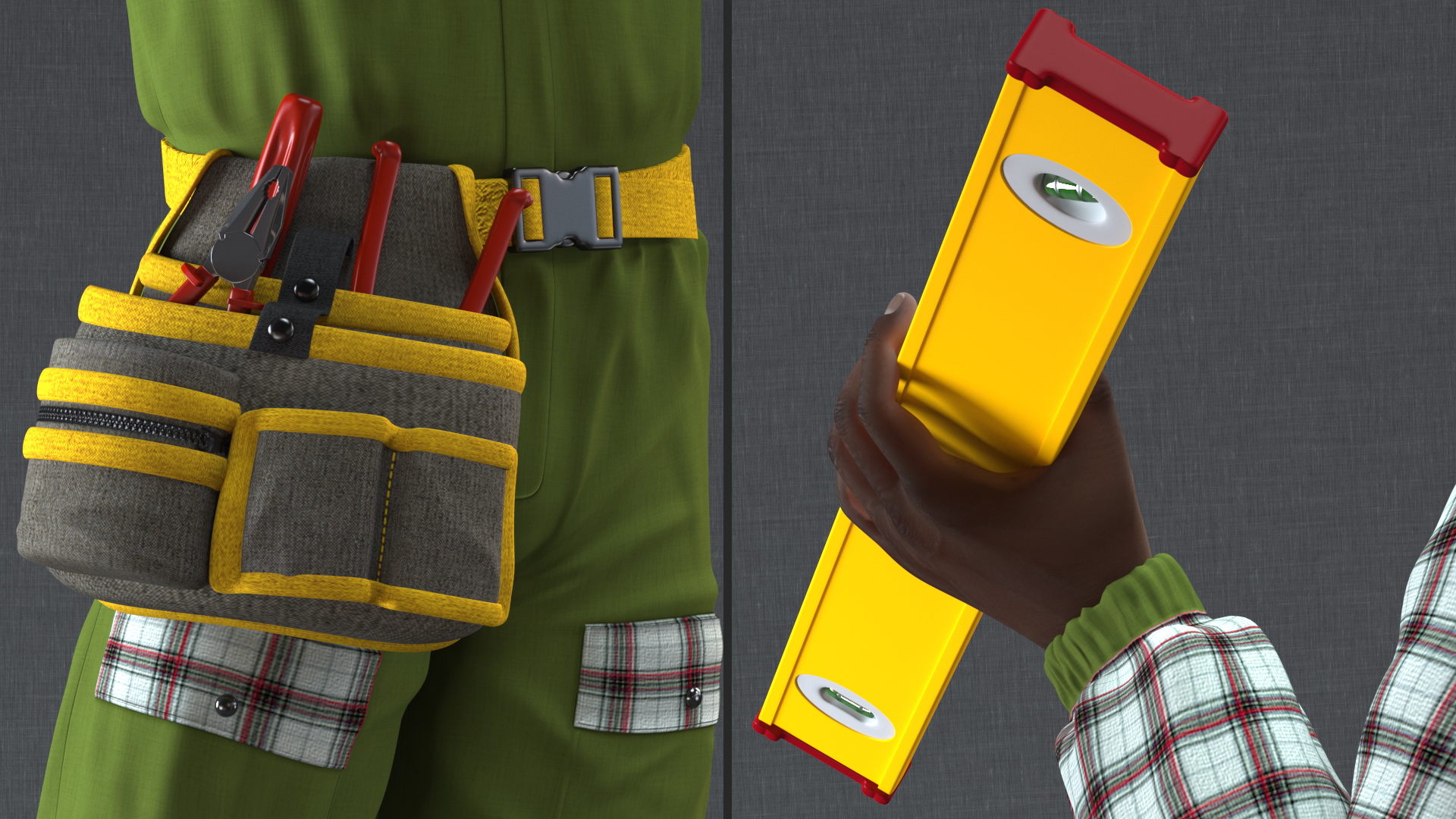 3D Dark Skinned Black Builder Rigged model