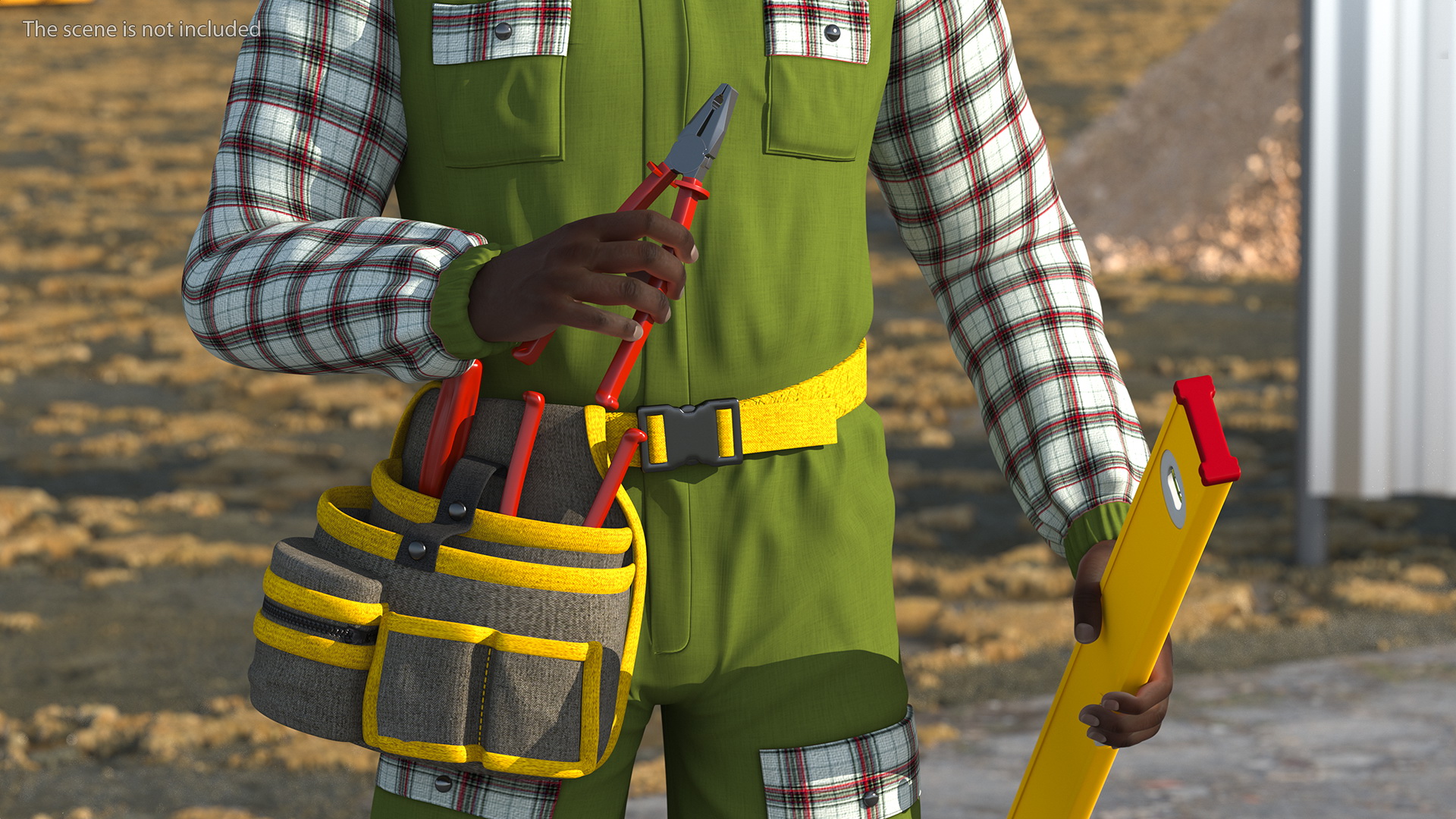 3D Dark Skinned Black Builder Rigged model