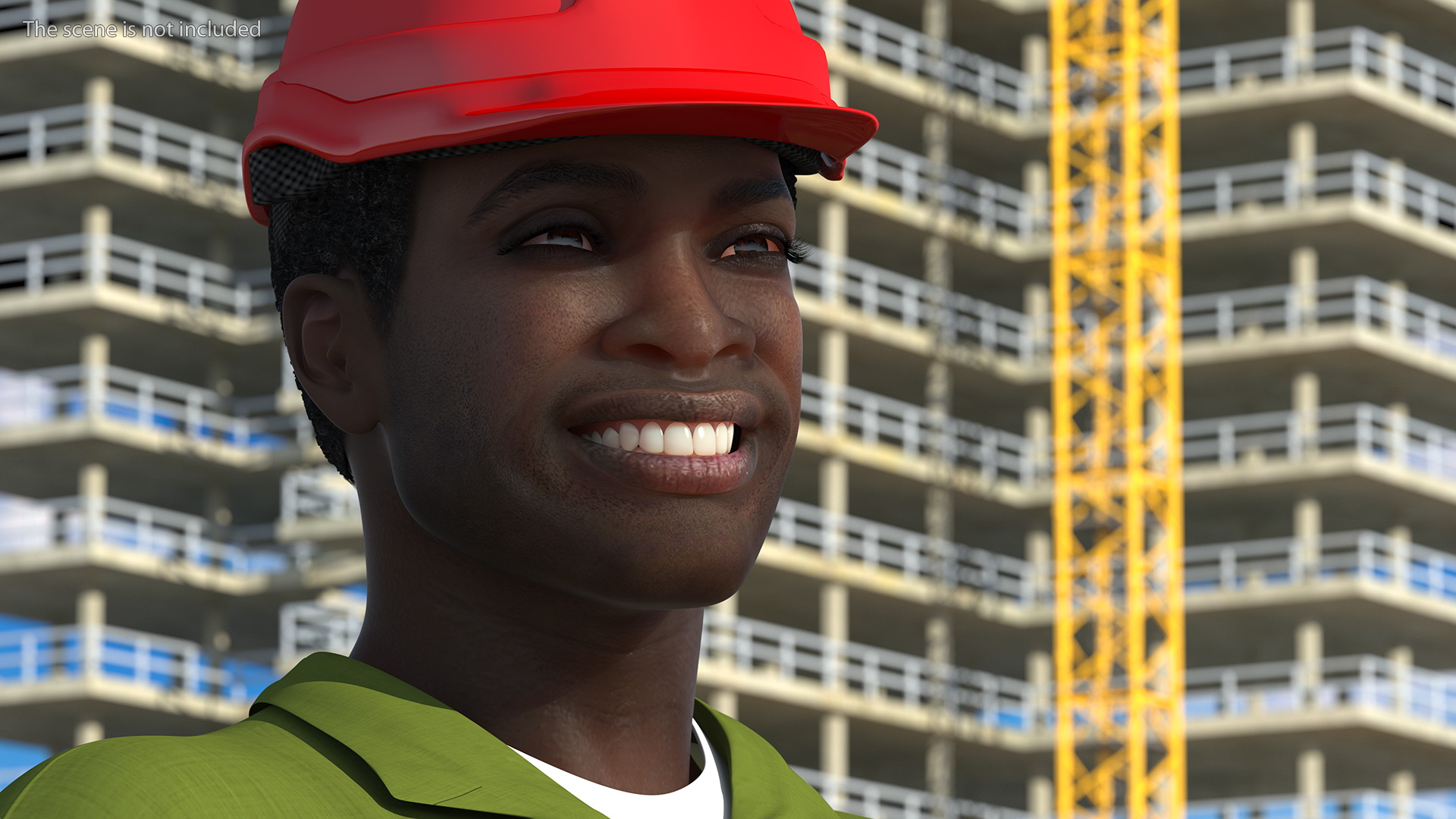 3D Dark Skinned Black Builder Rigged model