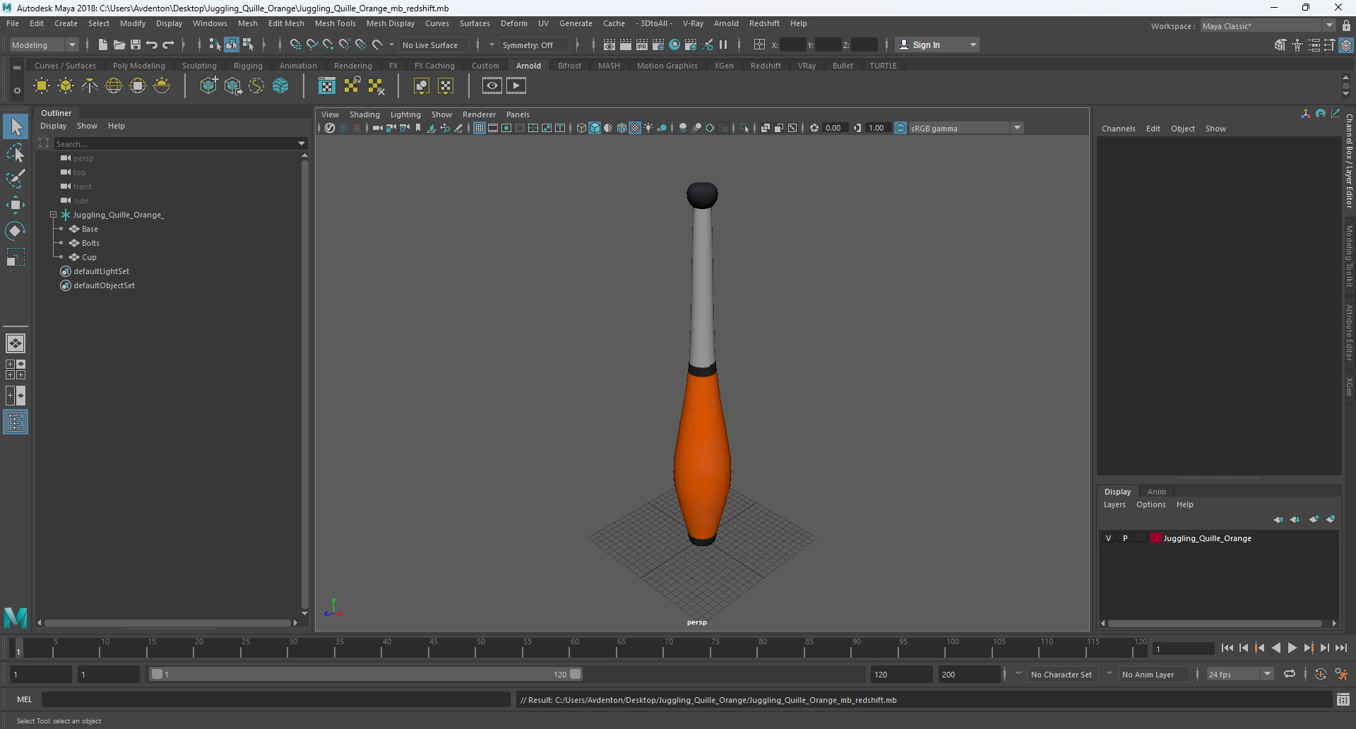 Juggling Quille Orange 3D