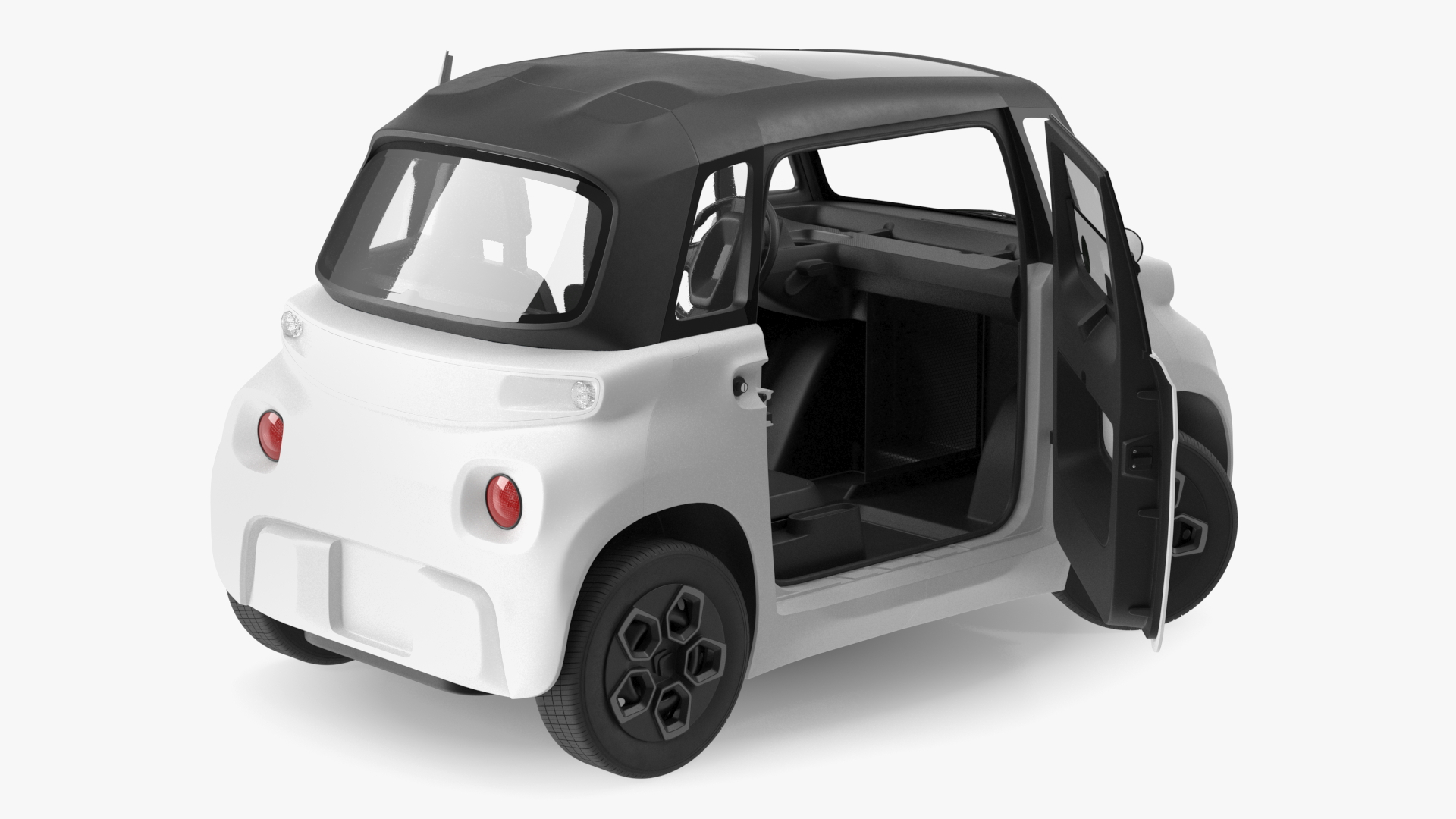 3D Little Electric Car Simple Interior Rigged for Cinema 4D