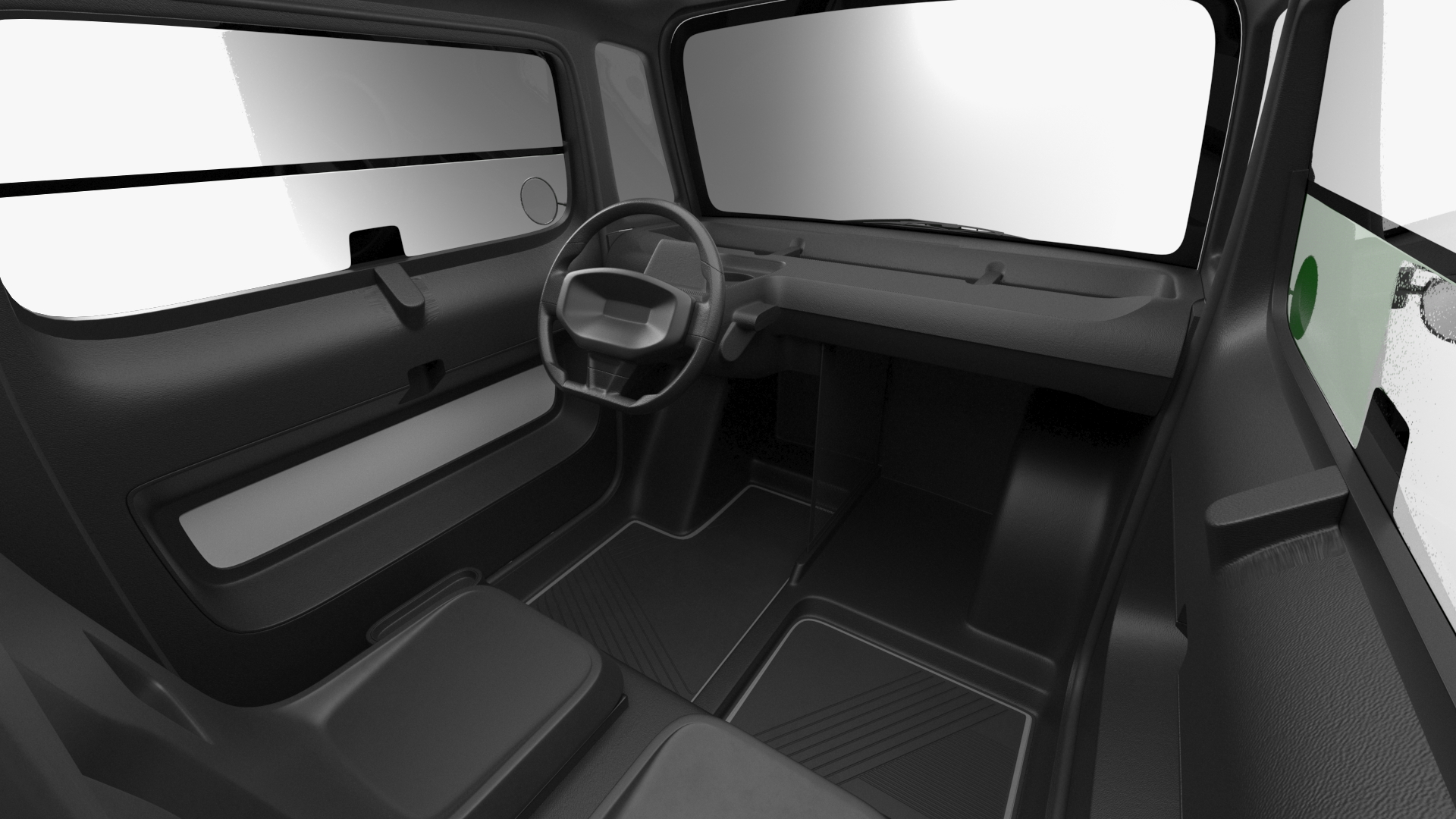 3D Little Electric Car Simple Interior Rigged for Cinema 4D