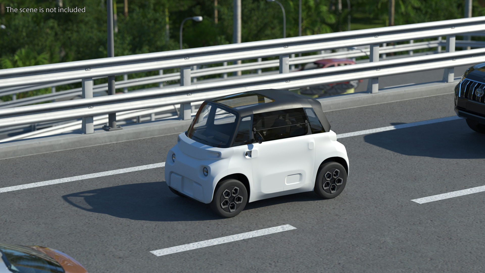 3D Little Electric Car Simple Interior Rigged for Cinema 4D
