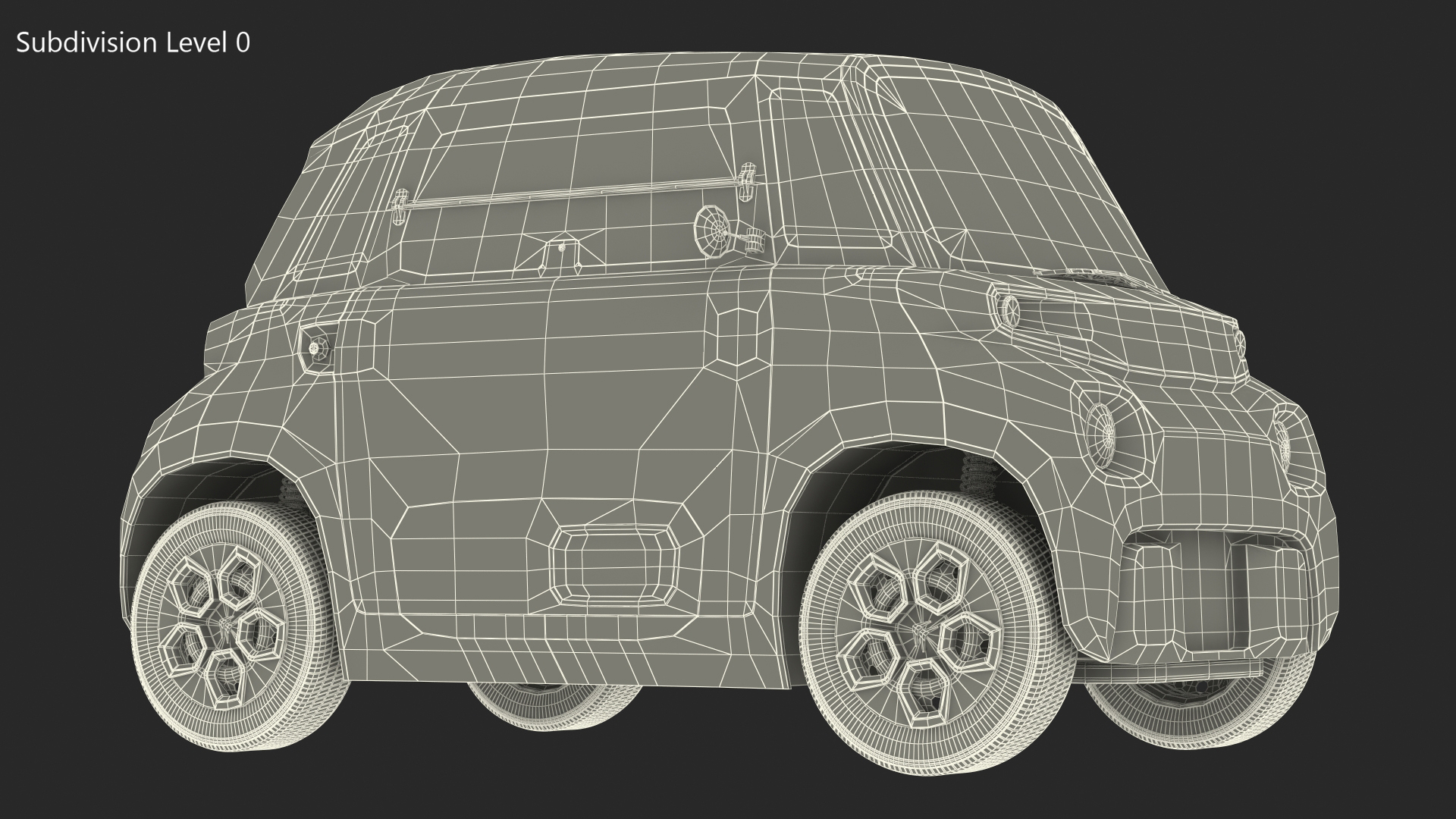 3D Little Electric Car Simple Interior Rigged for Cinema 4D